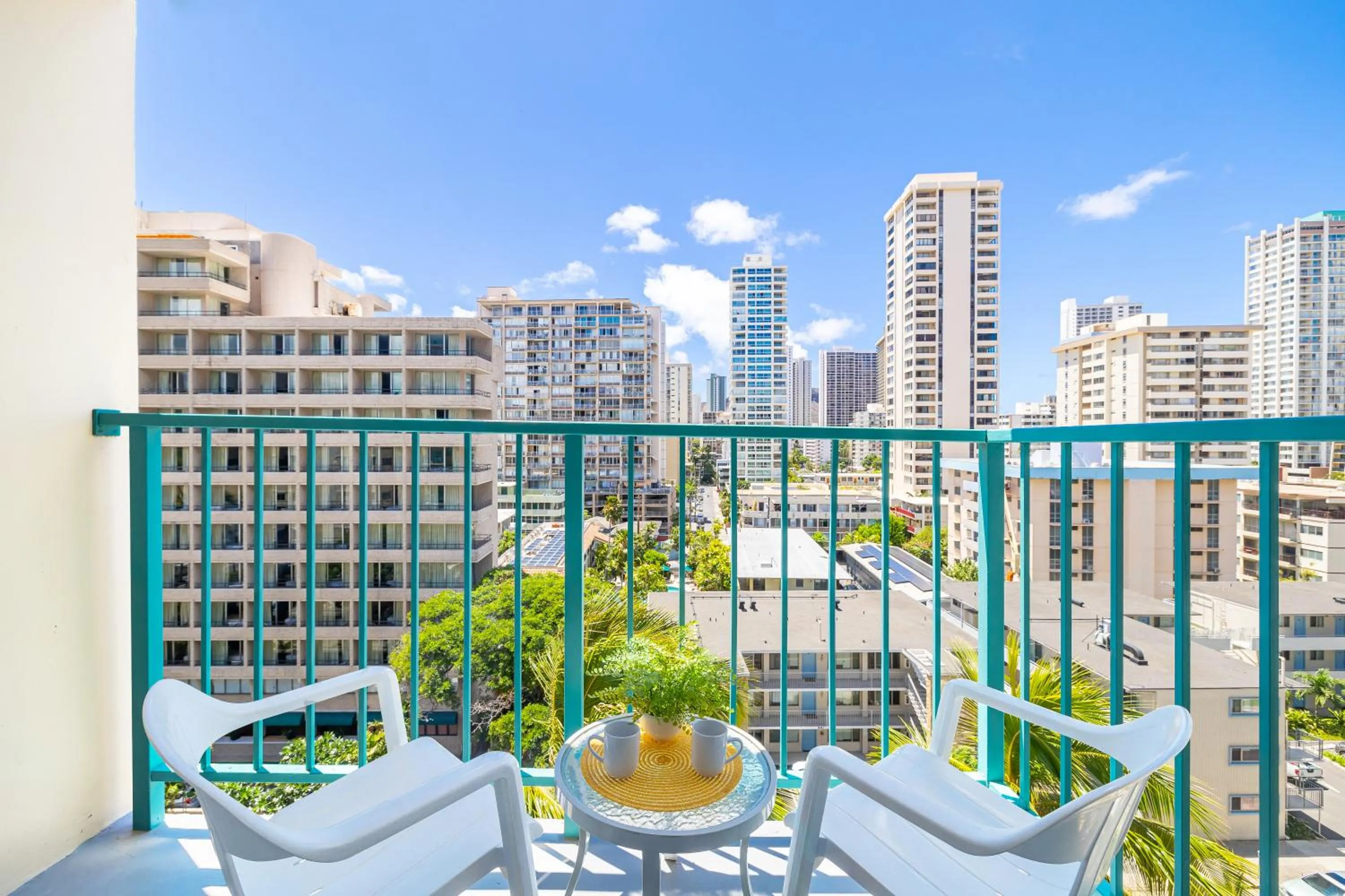 Balcony/Terrace in Cozy Waikiki Studio at Aqua Aloha Surf