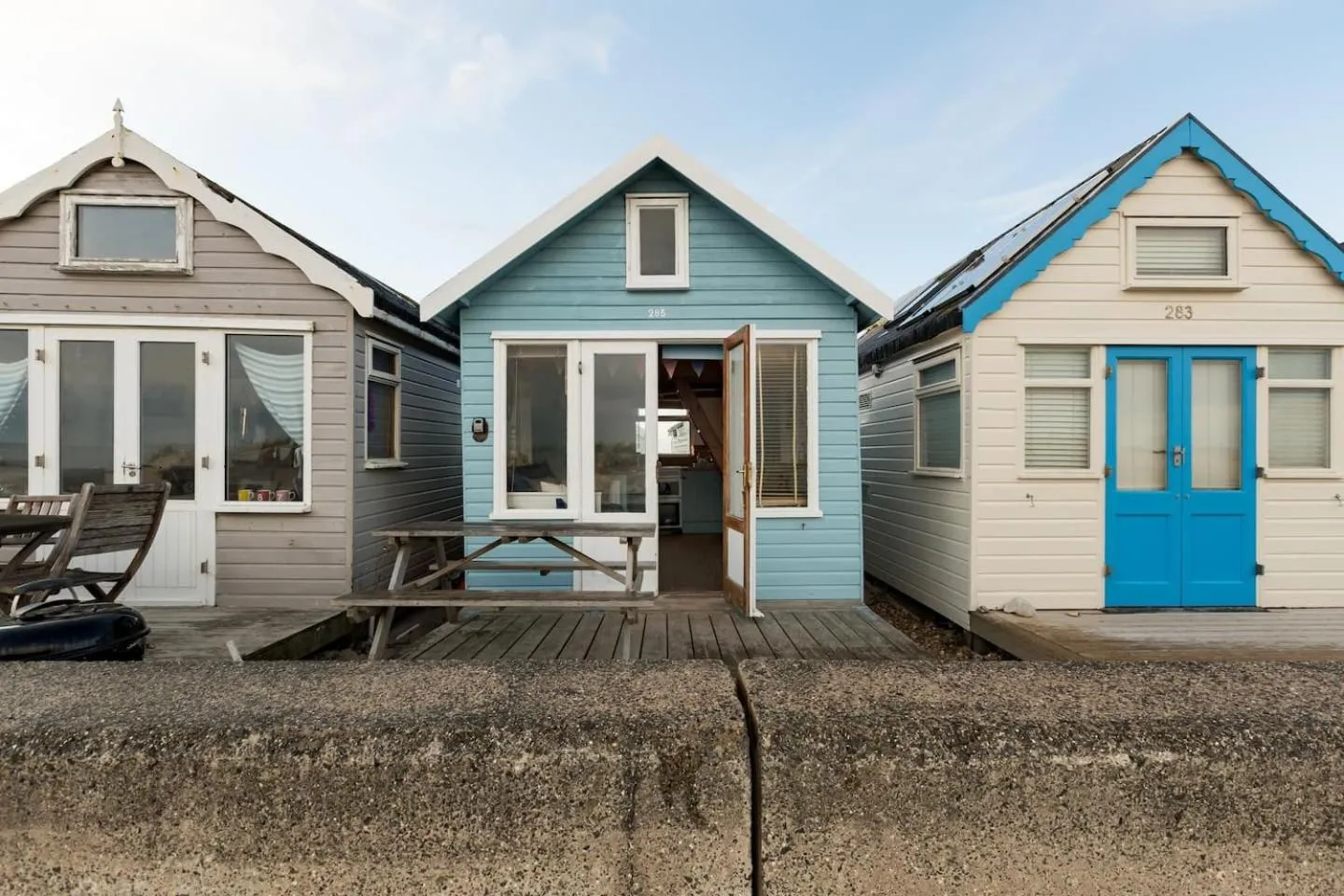 Property building in Stargazing Beach Hut on Mudeford Sandbank with wake up sea views