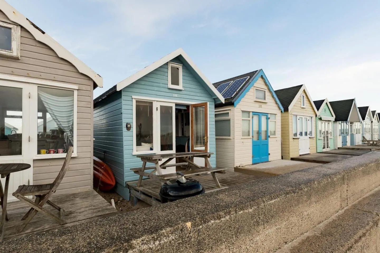 Property building in Stargazing Beach Hut on Mudeford Sandbank with wake up sea views