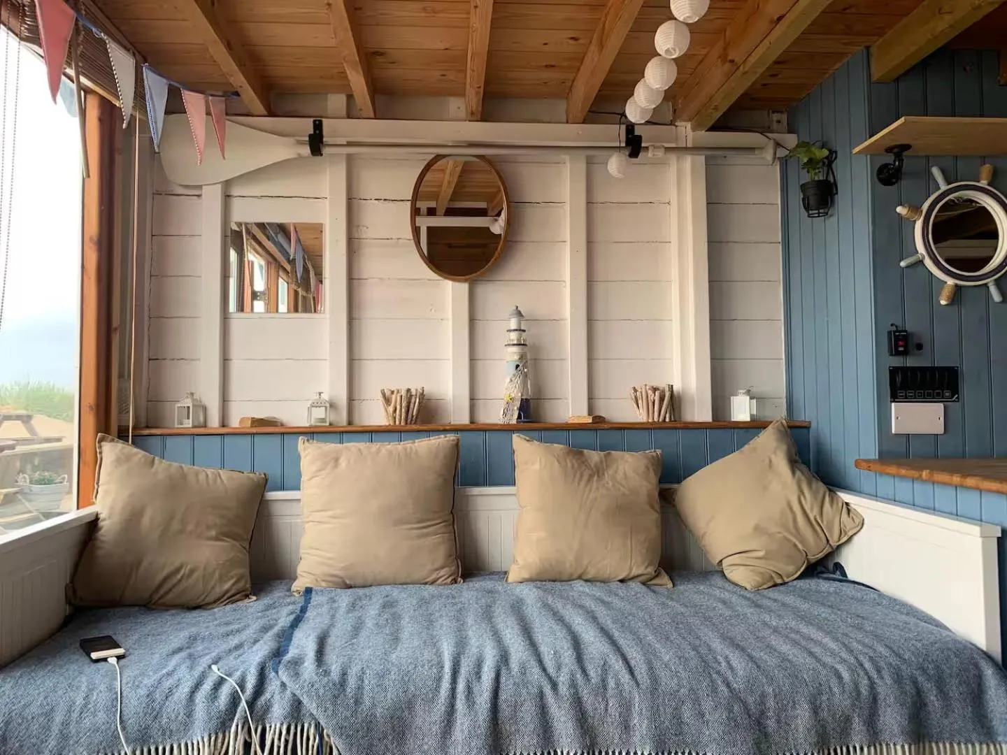 Property building in Stargazing Beach Hut on Mudeford Sandbank with wake up sea views
