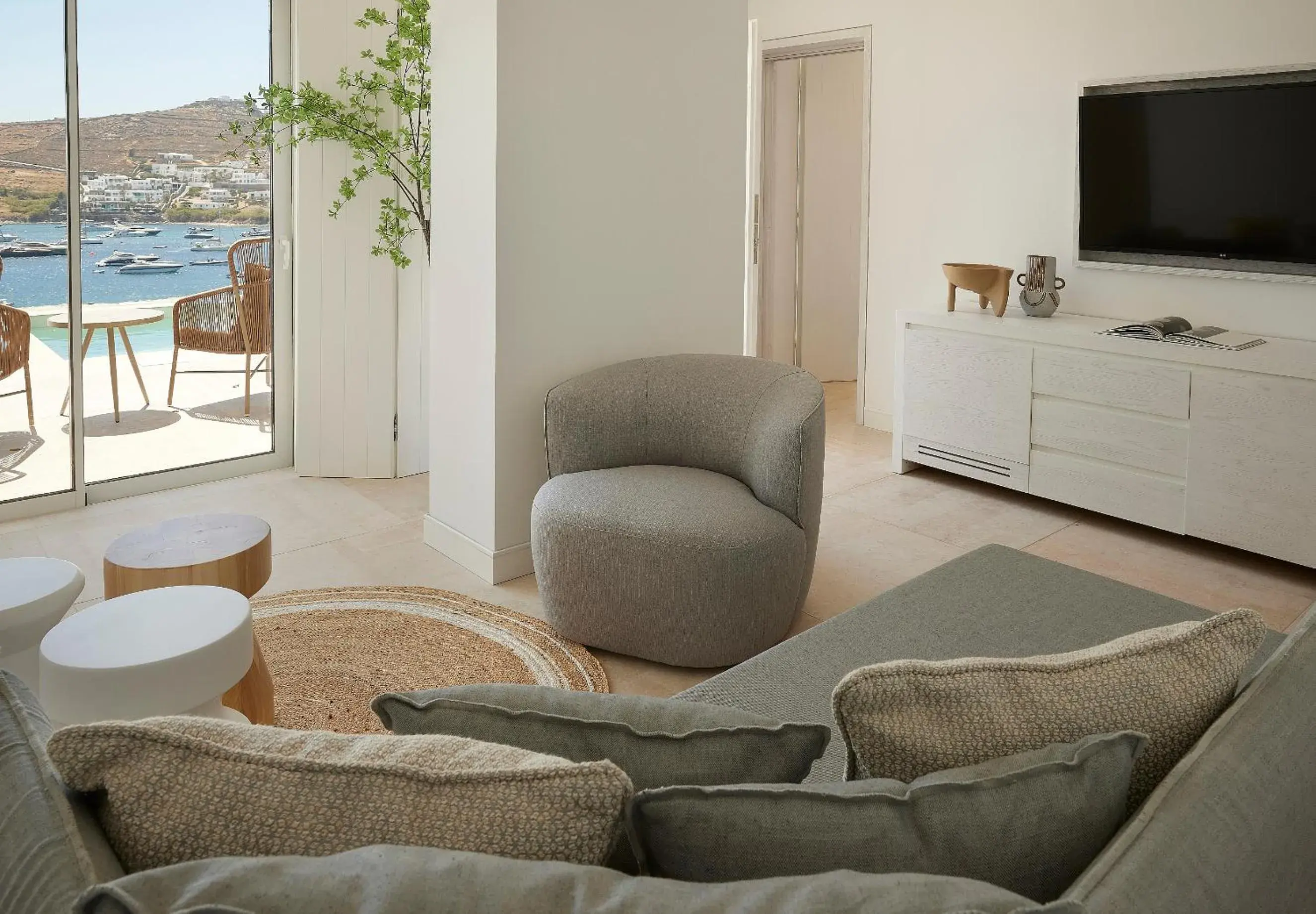 Living room in Once in Mykonos - Designed for Adults Living room in Once in Mykonos - Designed for Adults