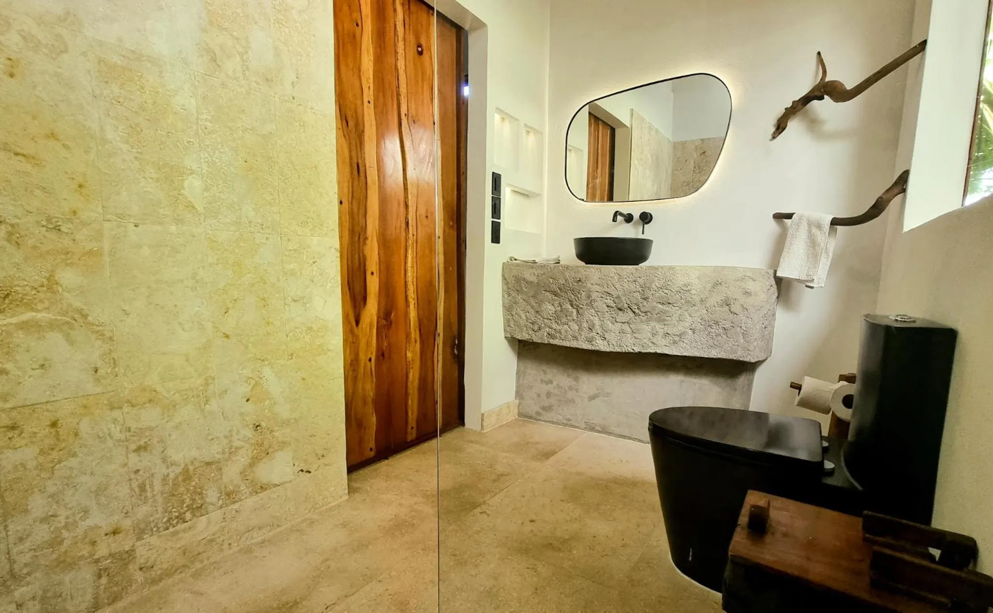 Bathroom, Bed in The Jaguars Jungle Rainforest Lodge - All meals included