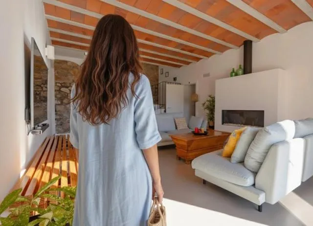 fireplace in Villa Masia Capdet