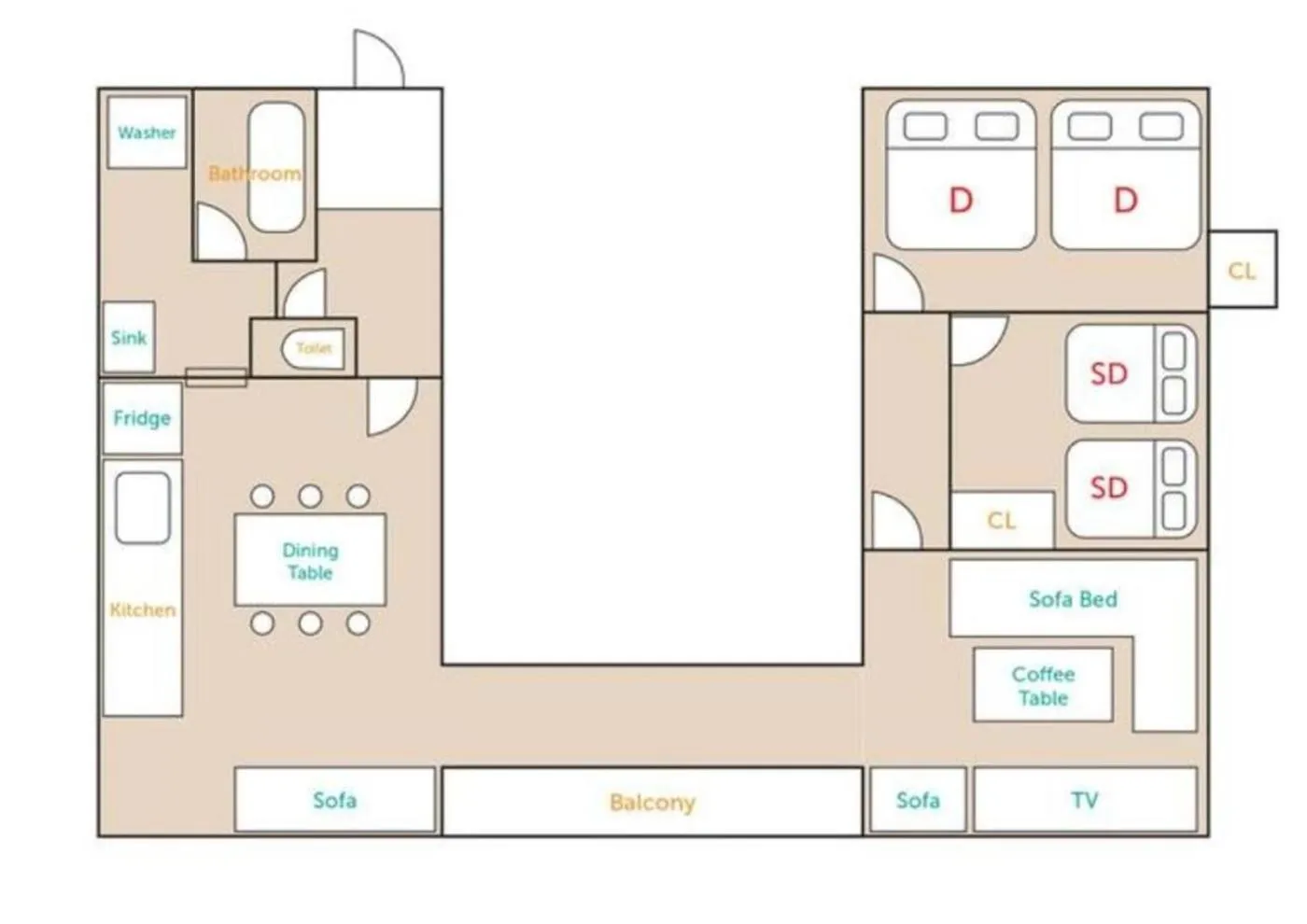 Floor plan in Atrium Deluxe Apartments Osaka - Self Check-In Only