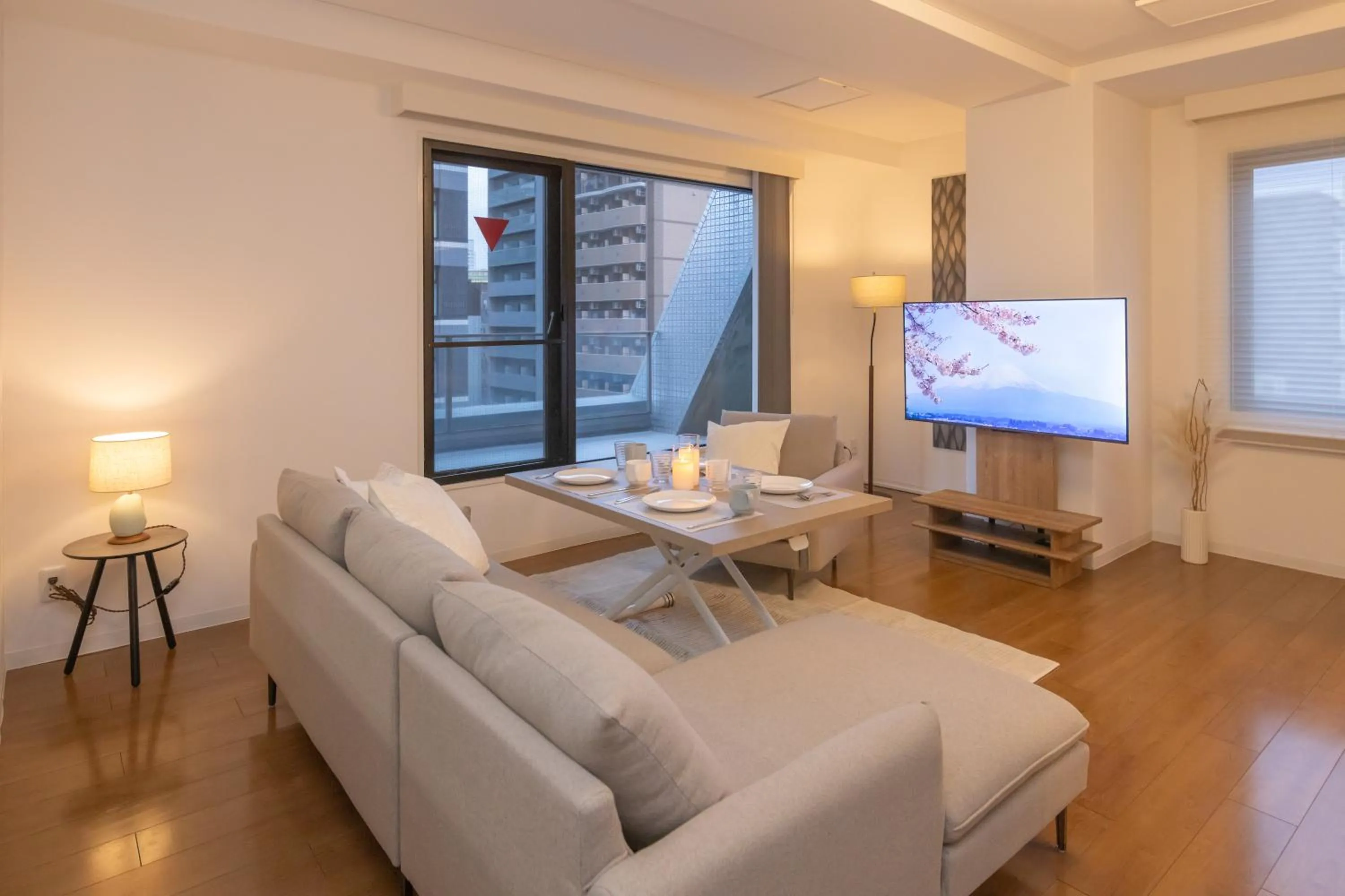 Living room in Atrium Deluxe Apartments Osaka - Self Check-In Only