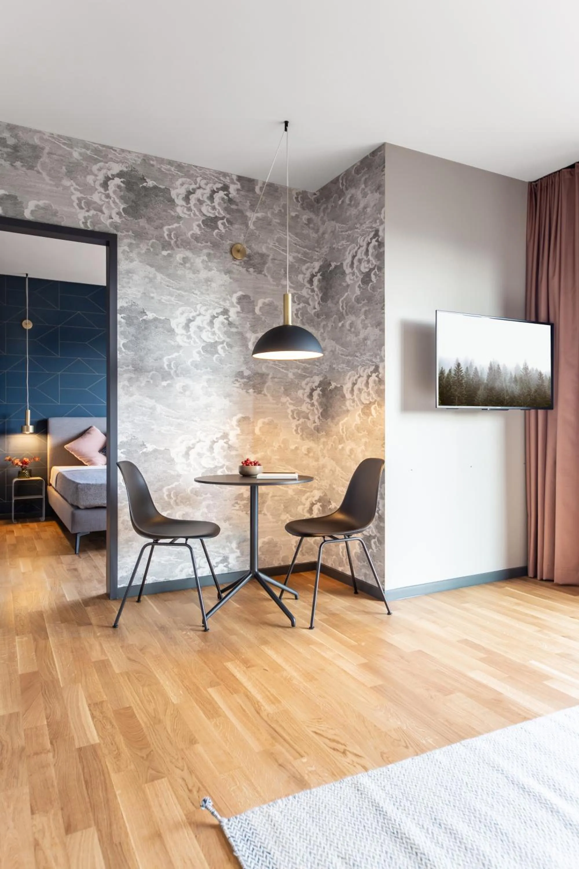 Seating area, Bed in ipartment Darmstadt