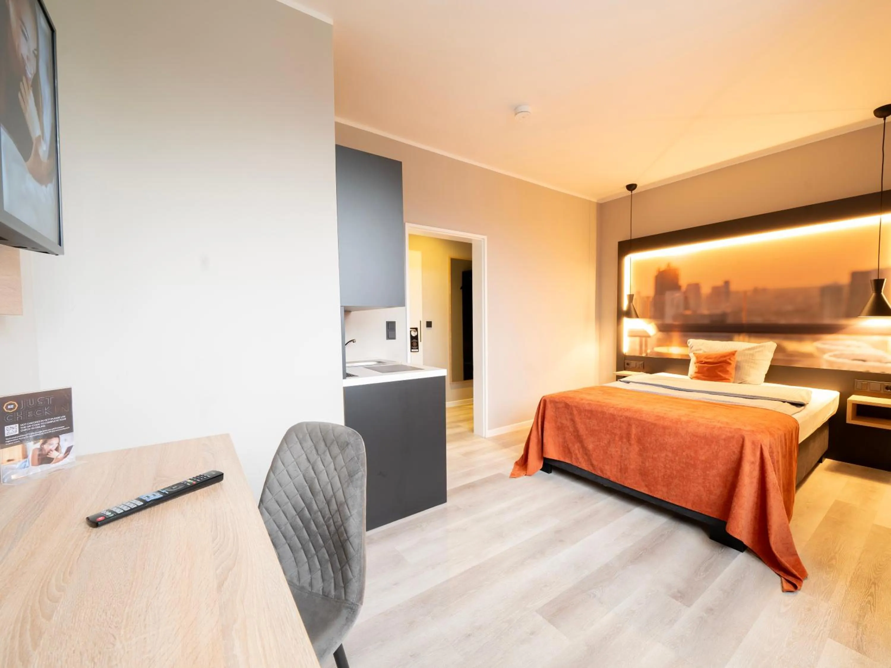 Bed in JustStay Mülheim Hotel & Apartments