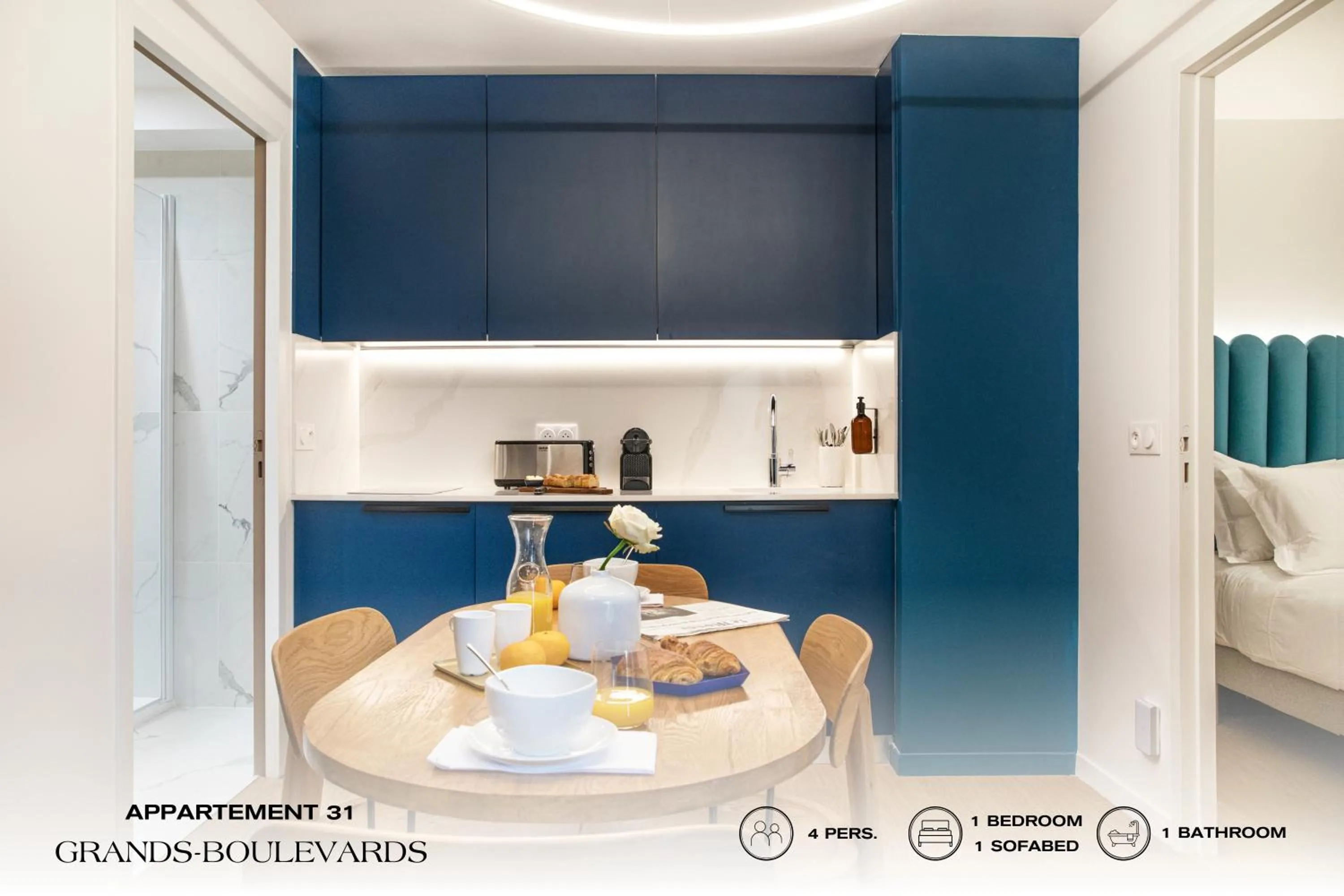 Kitchen or kitchenette, Bed in Beauquartier - Grands Boulevards