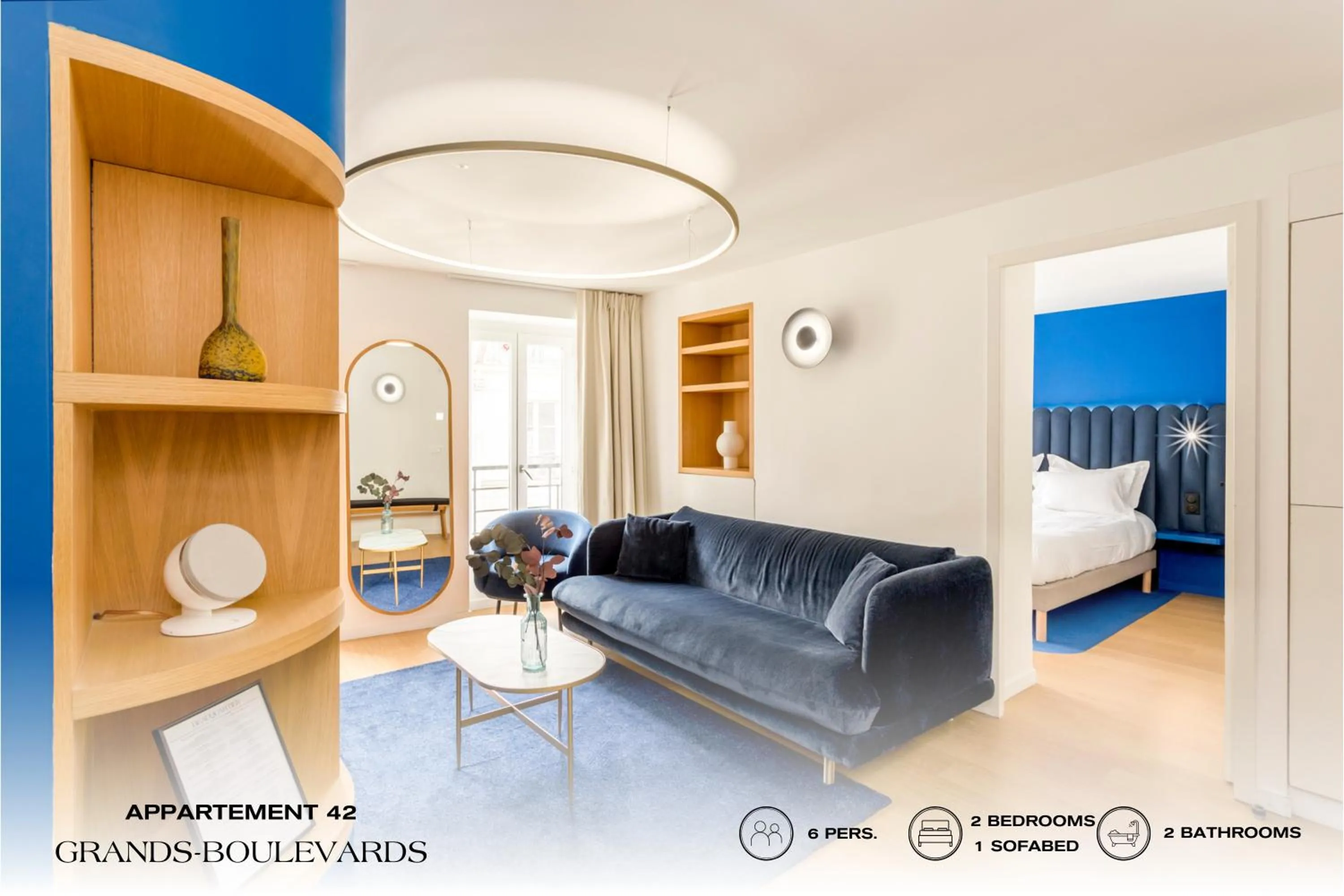 Living room, Bed in Beauquartier - Grands Boulevards