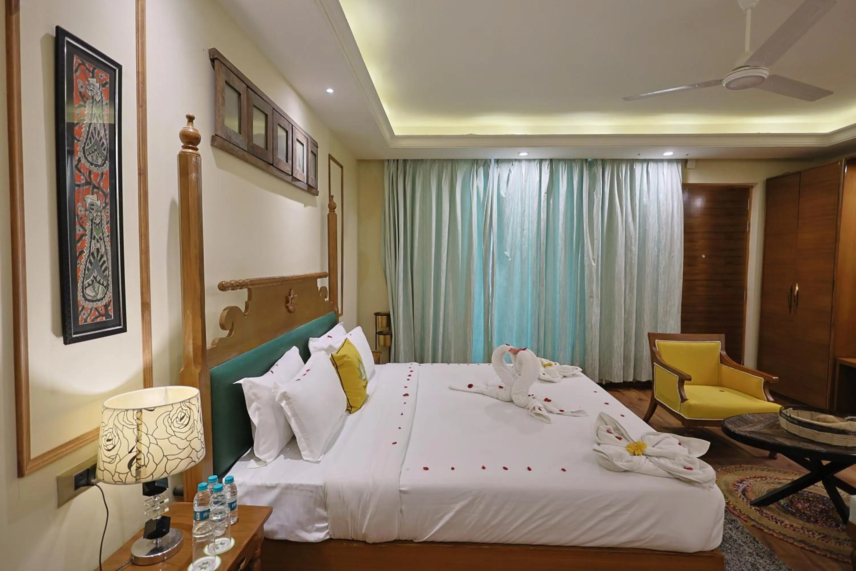 Bed in Punarnava Resort & Spa
