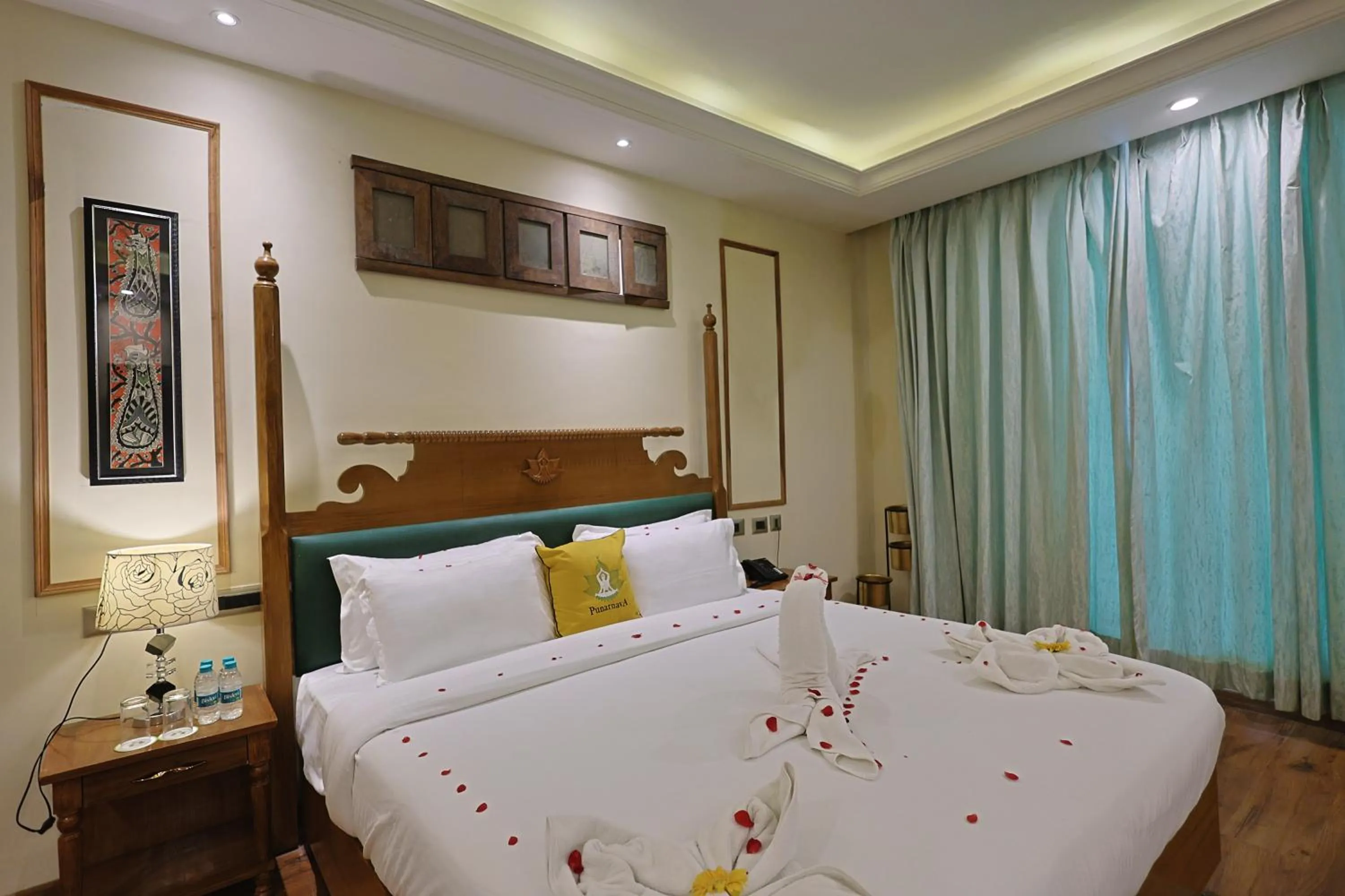 Bed in Punarnava Resort & Spa