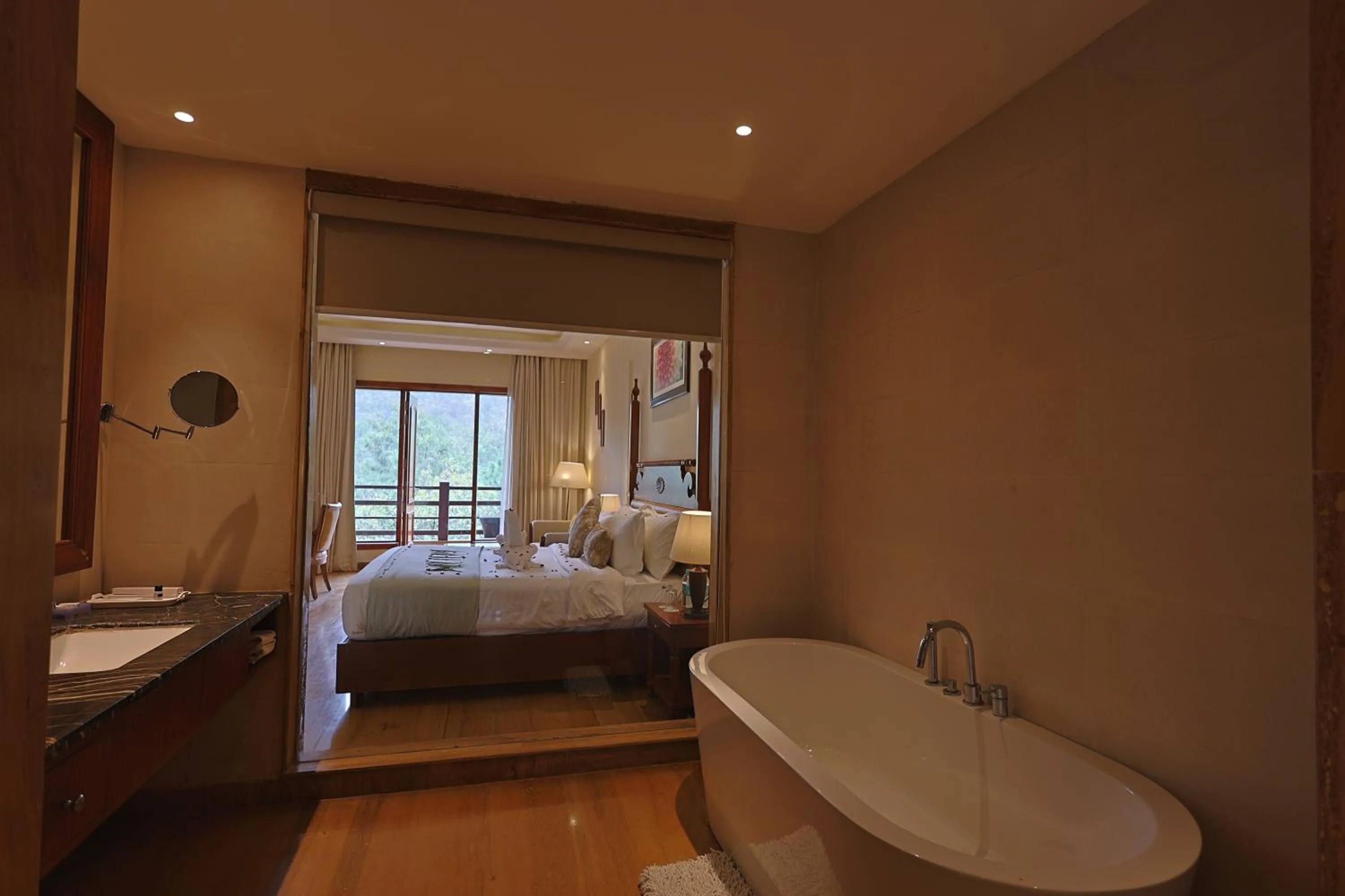 Bathroom, Bed in Punarnava Resort & Spa
