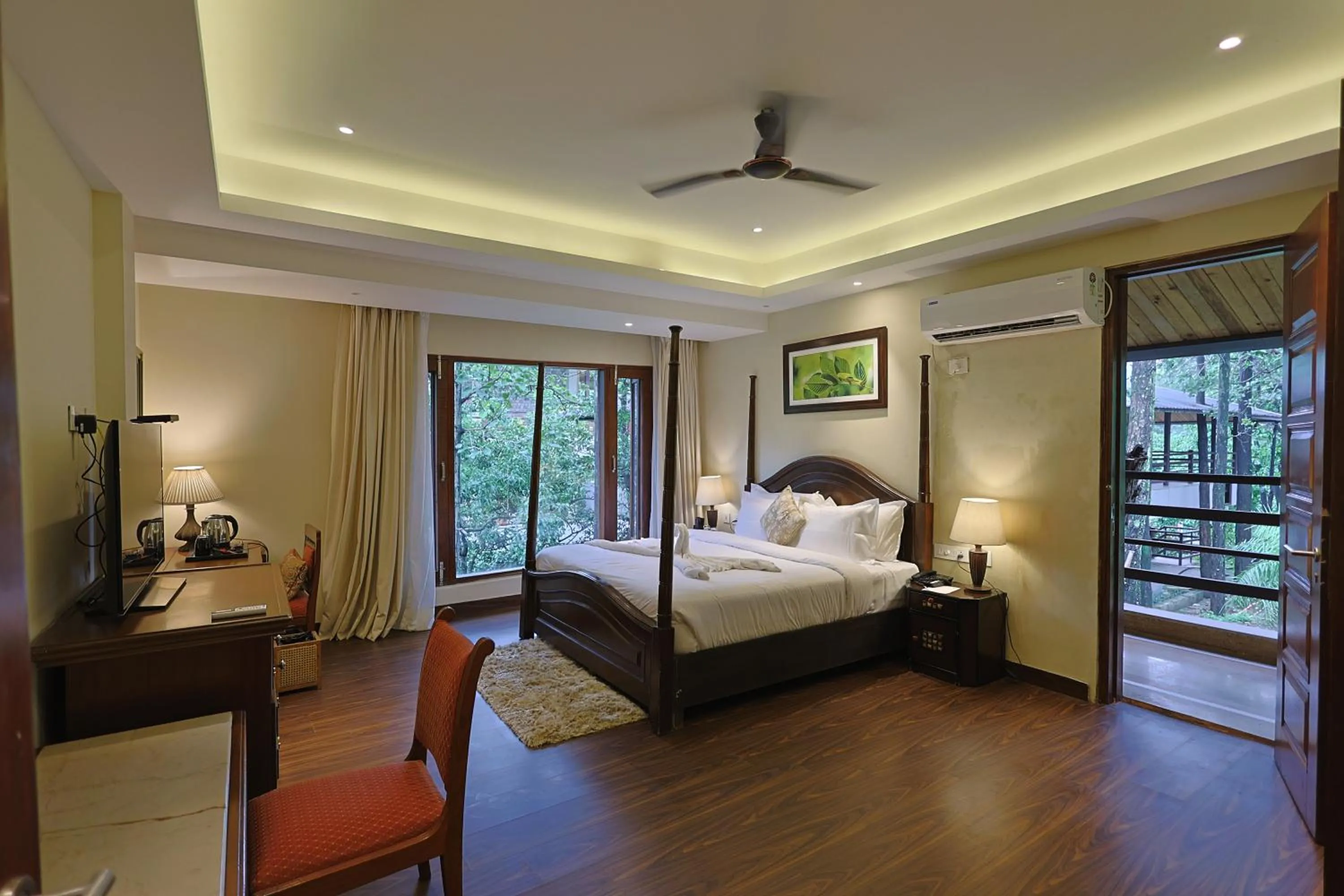 Bed in Punarnava Resort & Spa