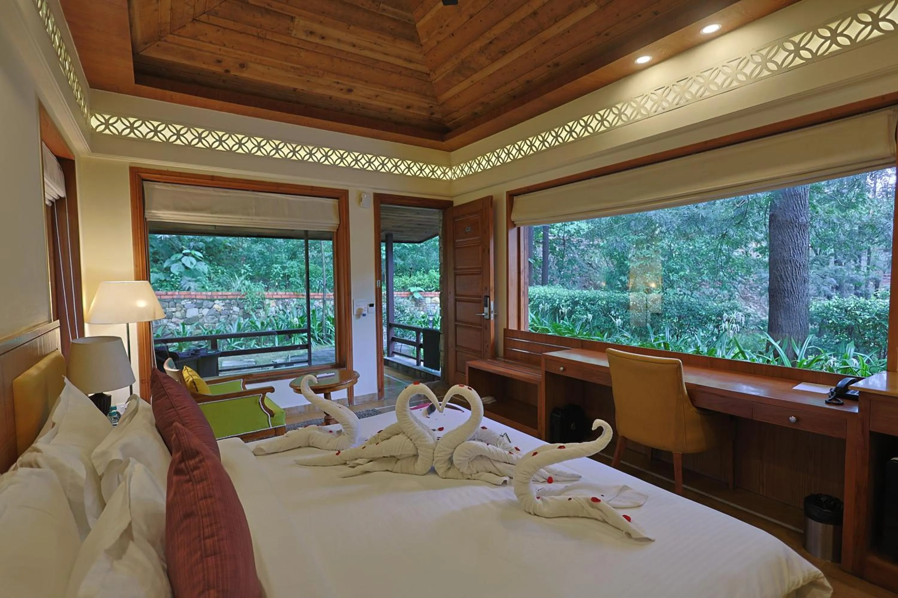 Bed in Punarnava Resort & Spa