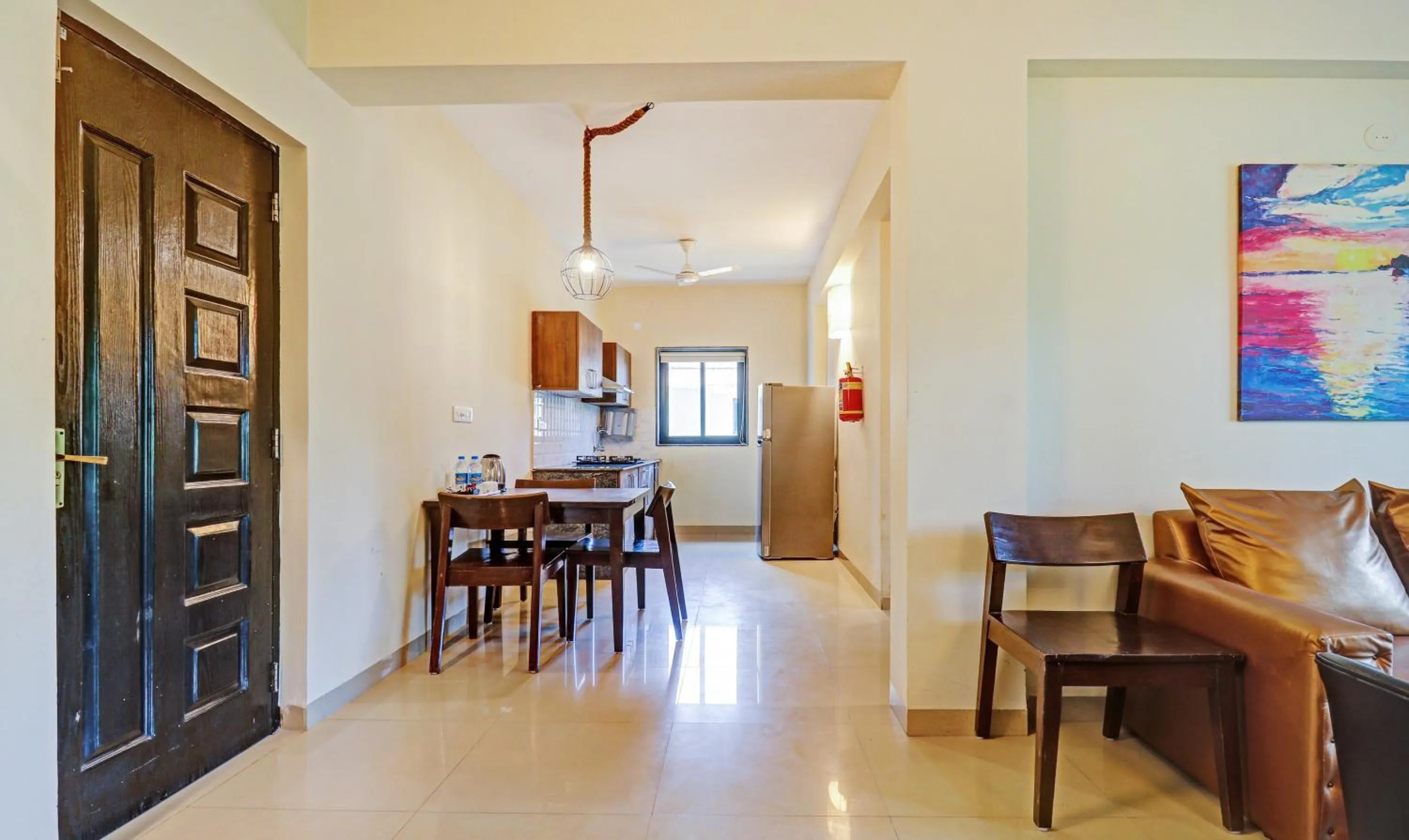 Seating area in Treebo Aquamarine Arpora With Pool