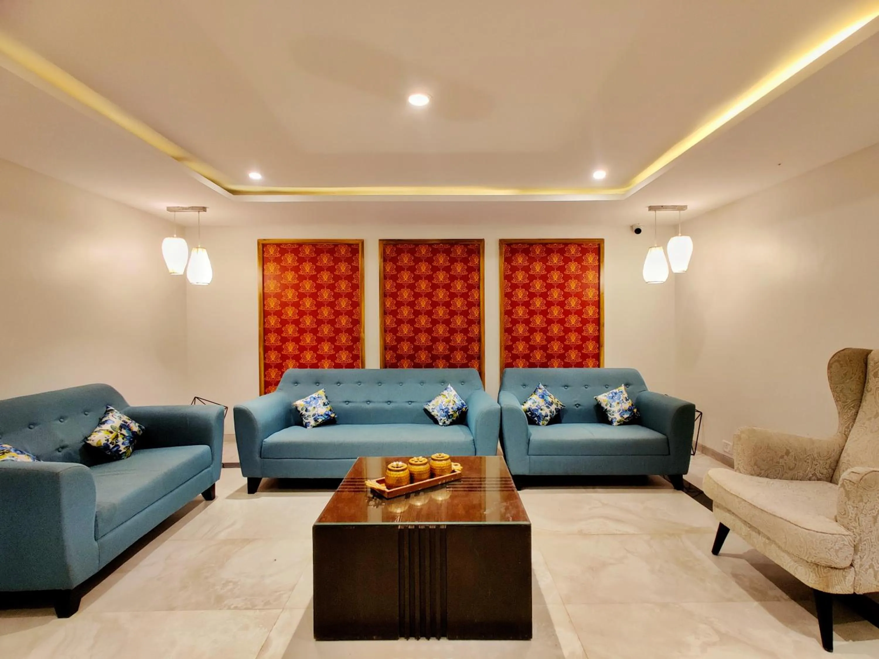 Seating area in Pushpam Sanskruti Resort Karjat