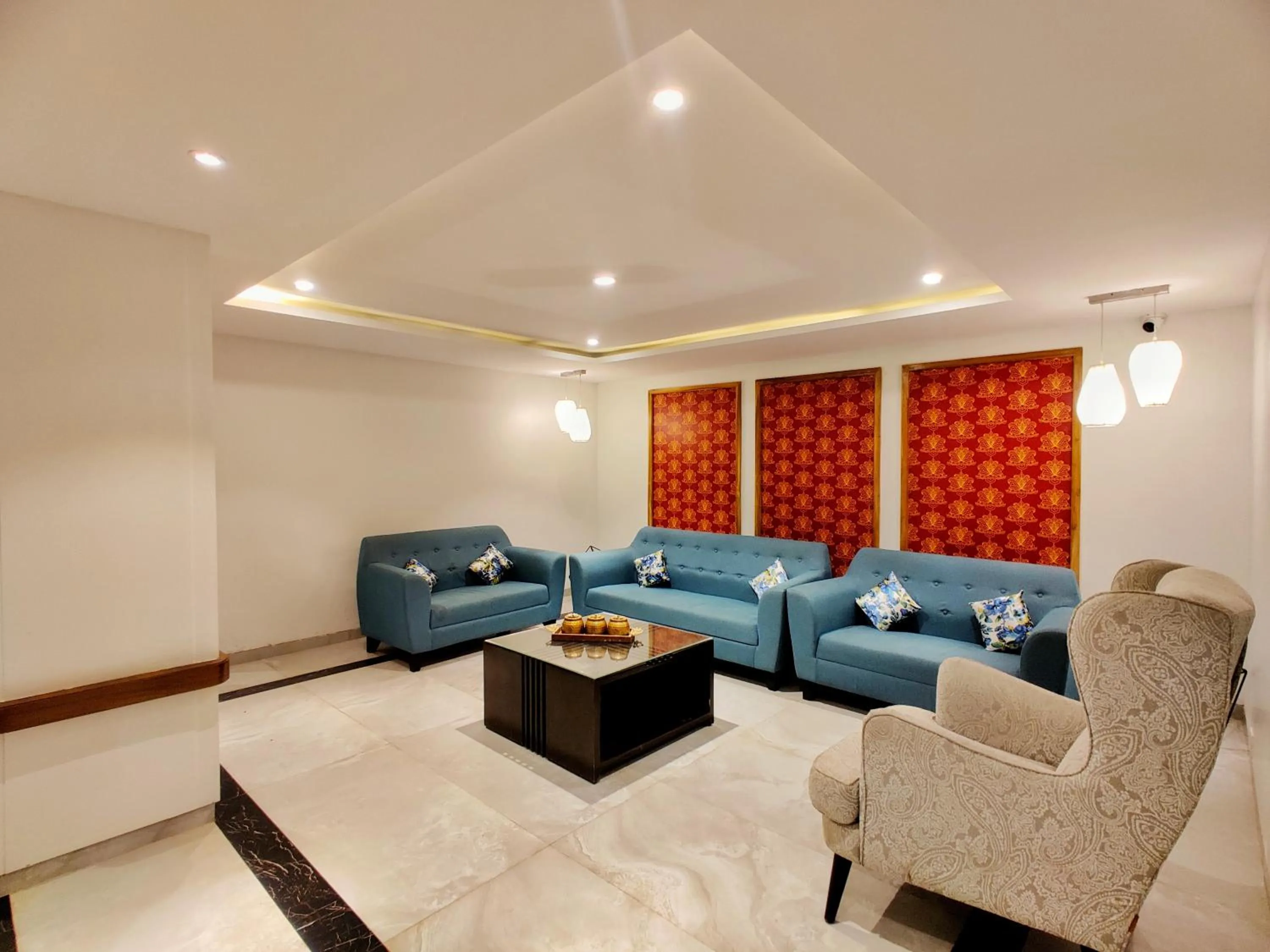 Seating area in Pushpam Sanskruti Resort Karjat