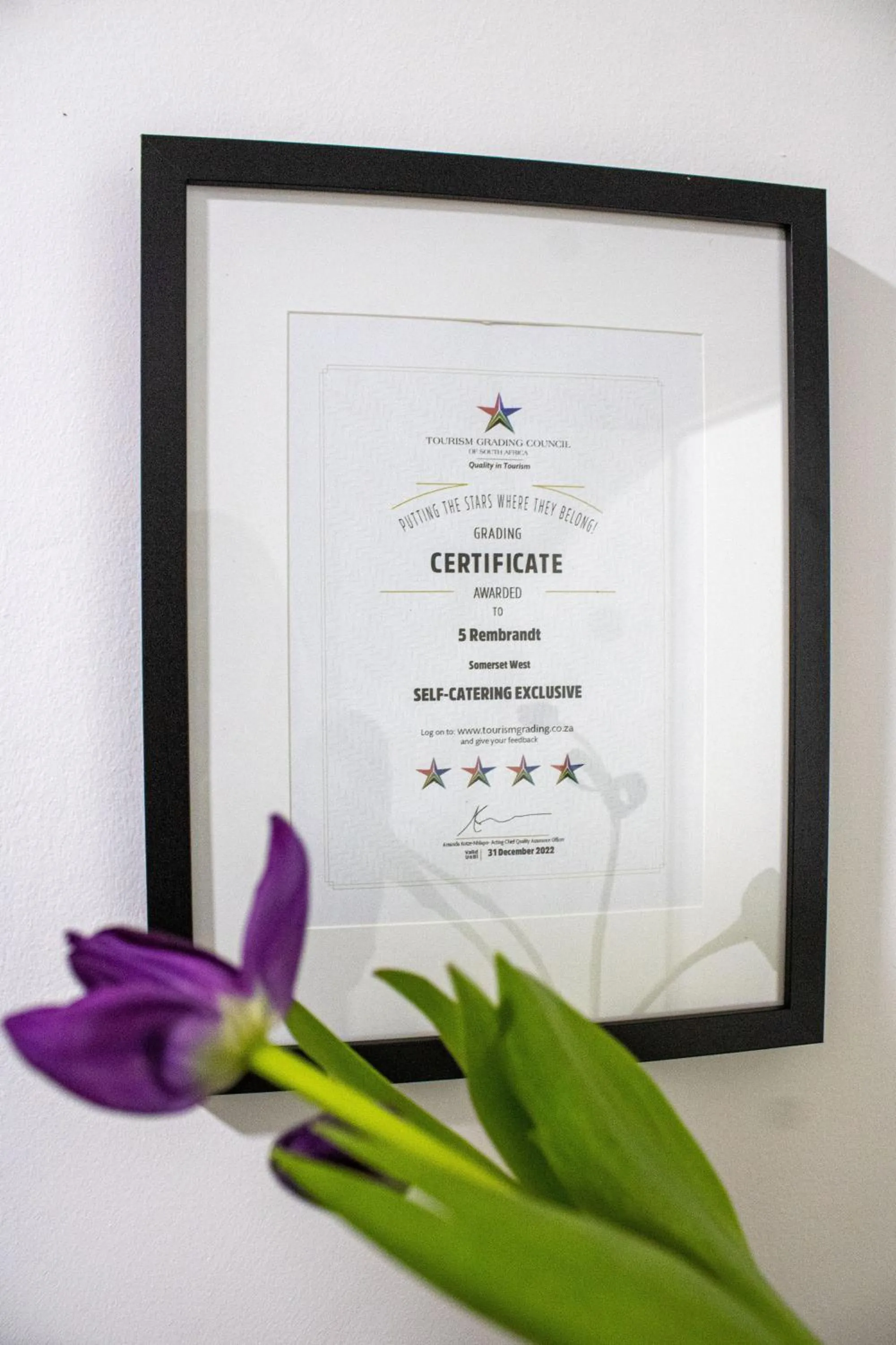 Certificate/Award in 5 Rembrandt Guesthouse