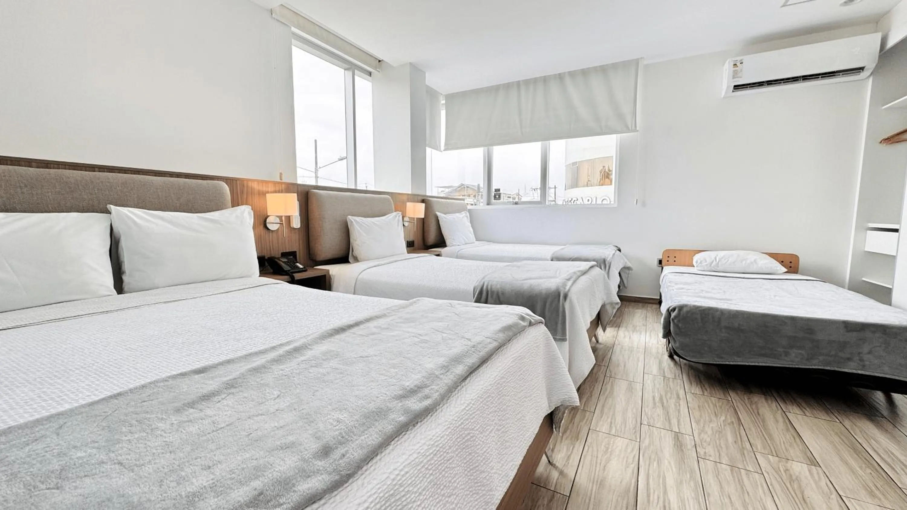 View (from property/room), Bed in Hotel Puerto Pacifico Guayaquil Airport