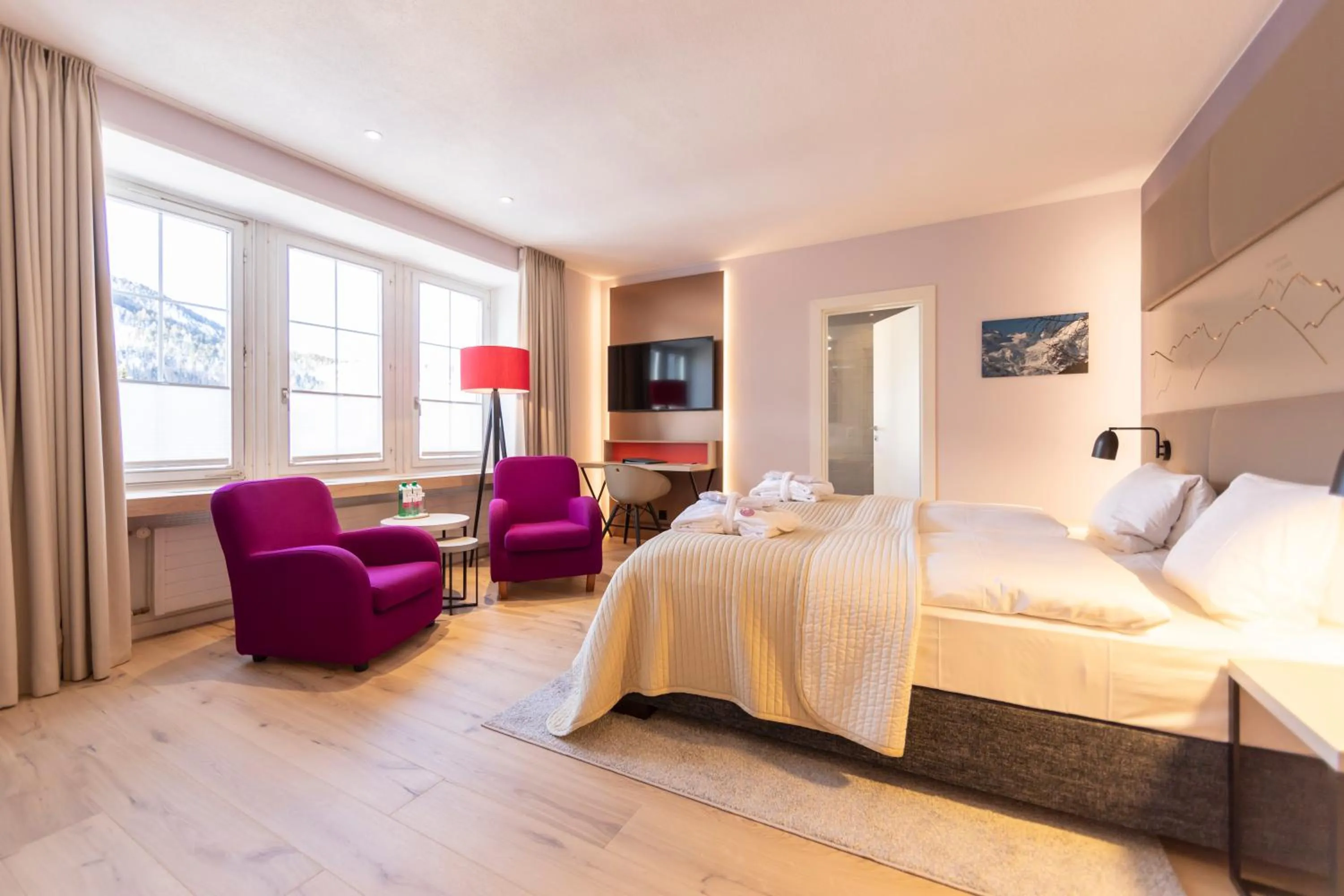 Bed in Hotel Rosatsch