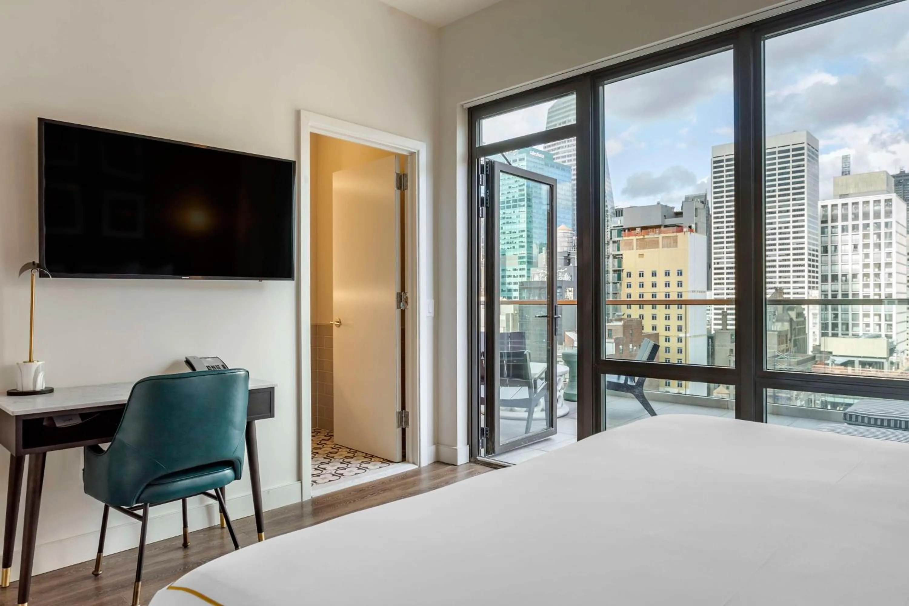 Photo of the whole room, Bed in The Draper New York, Tapestry Collection by Hilton