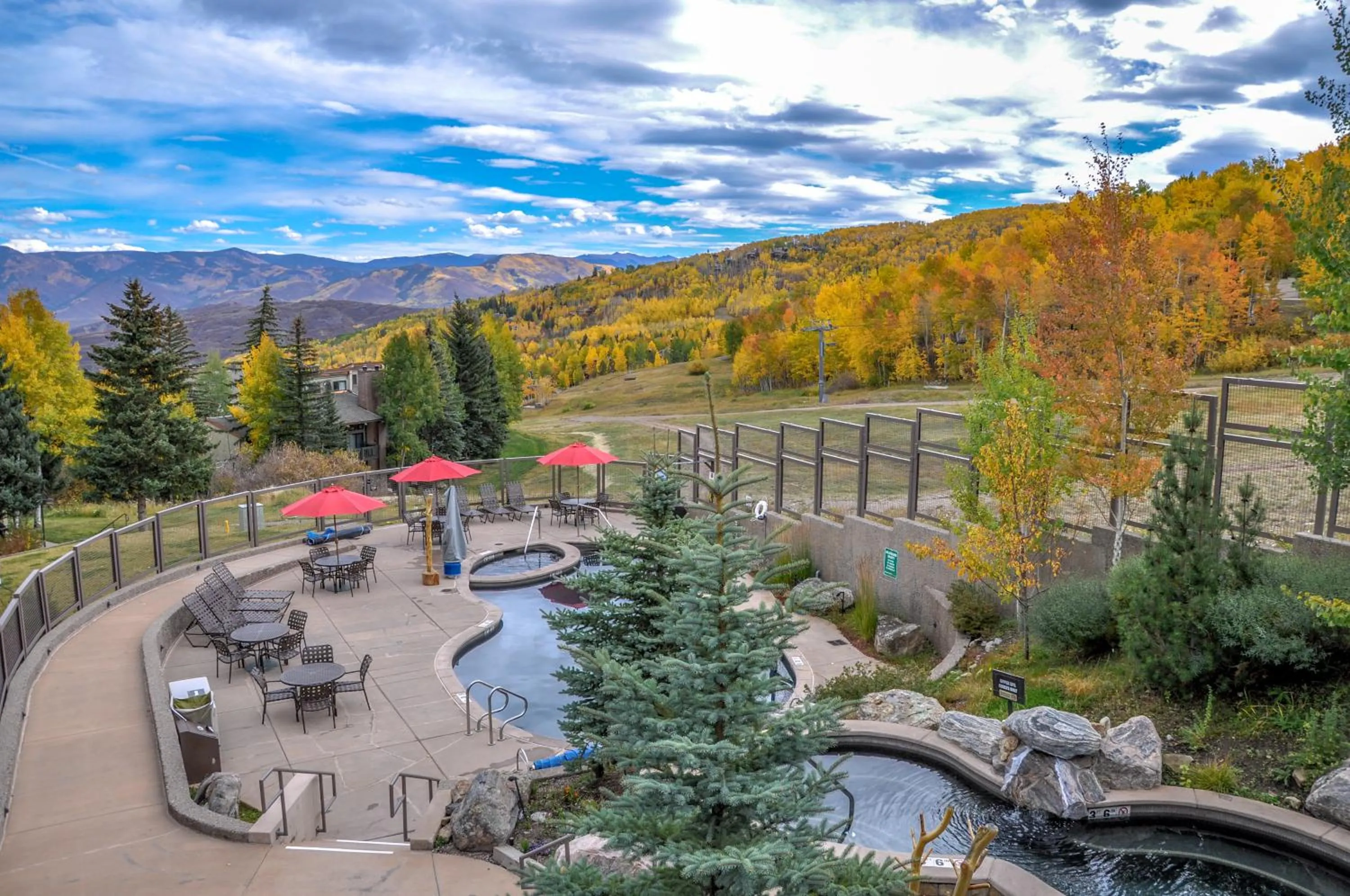 Pool view in Timberline Condominiums Studio Deluxe Unit 218
