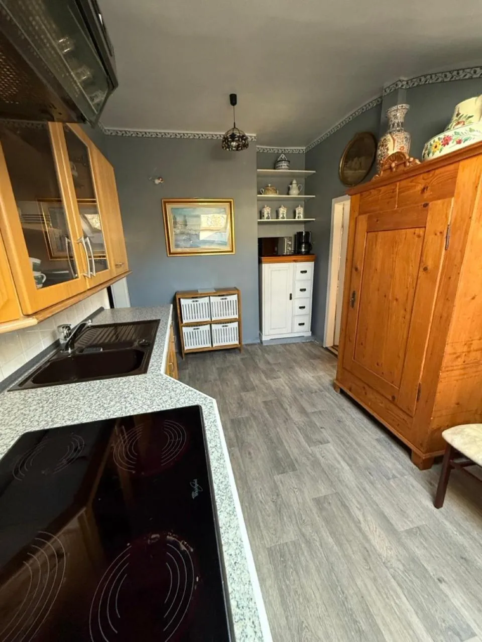 Kitchen or kitchenette in Pension am Tiefen See