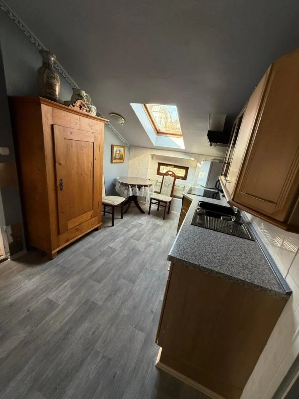 Kitchen or kitchenette in Pension am Tiefen See