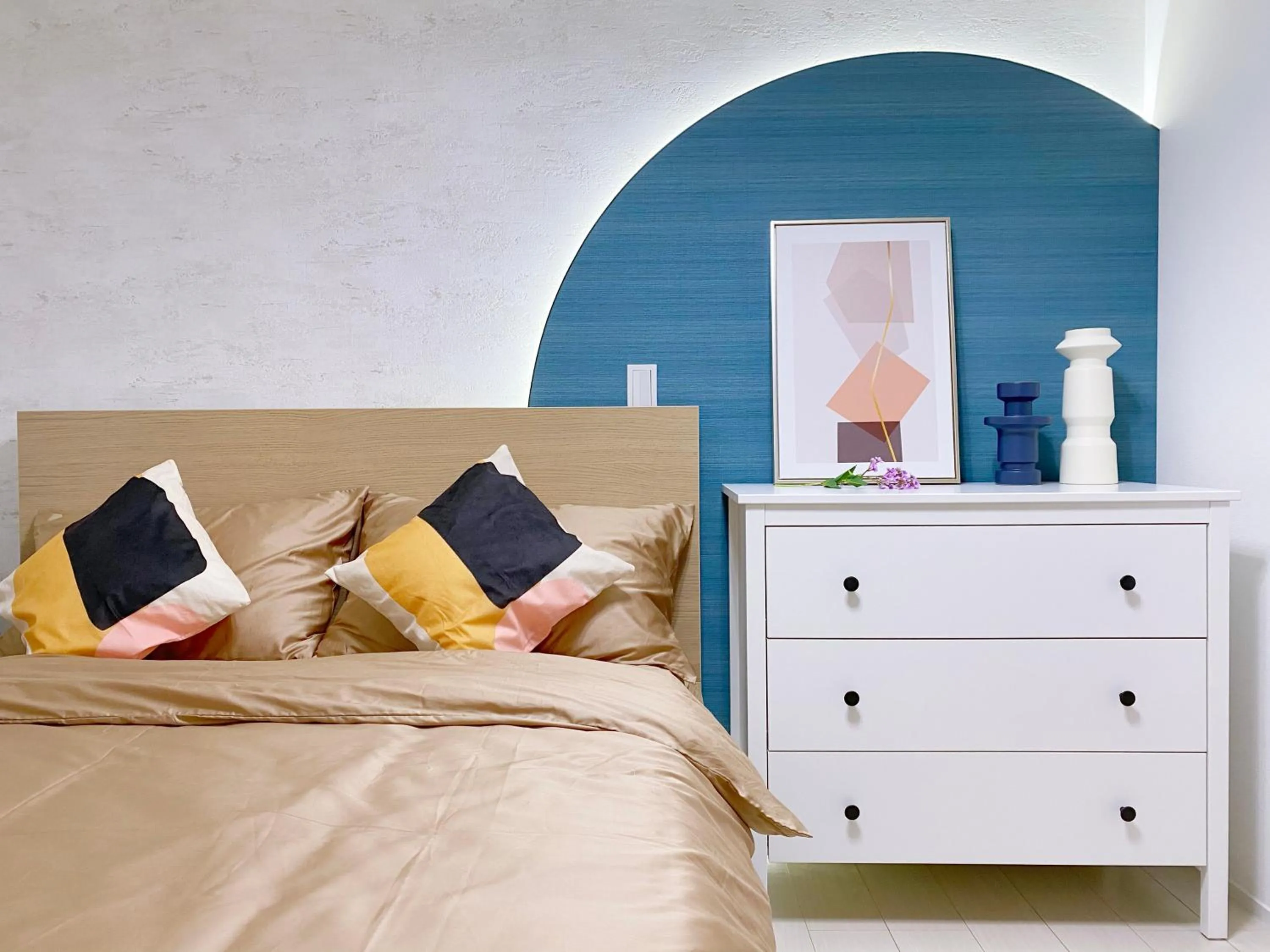 Bed in nestay apartment tokyo ginza