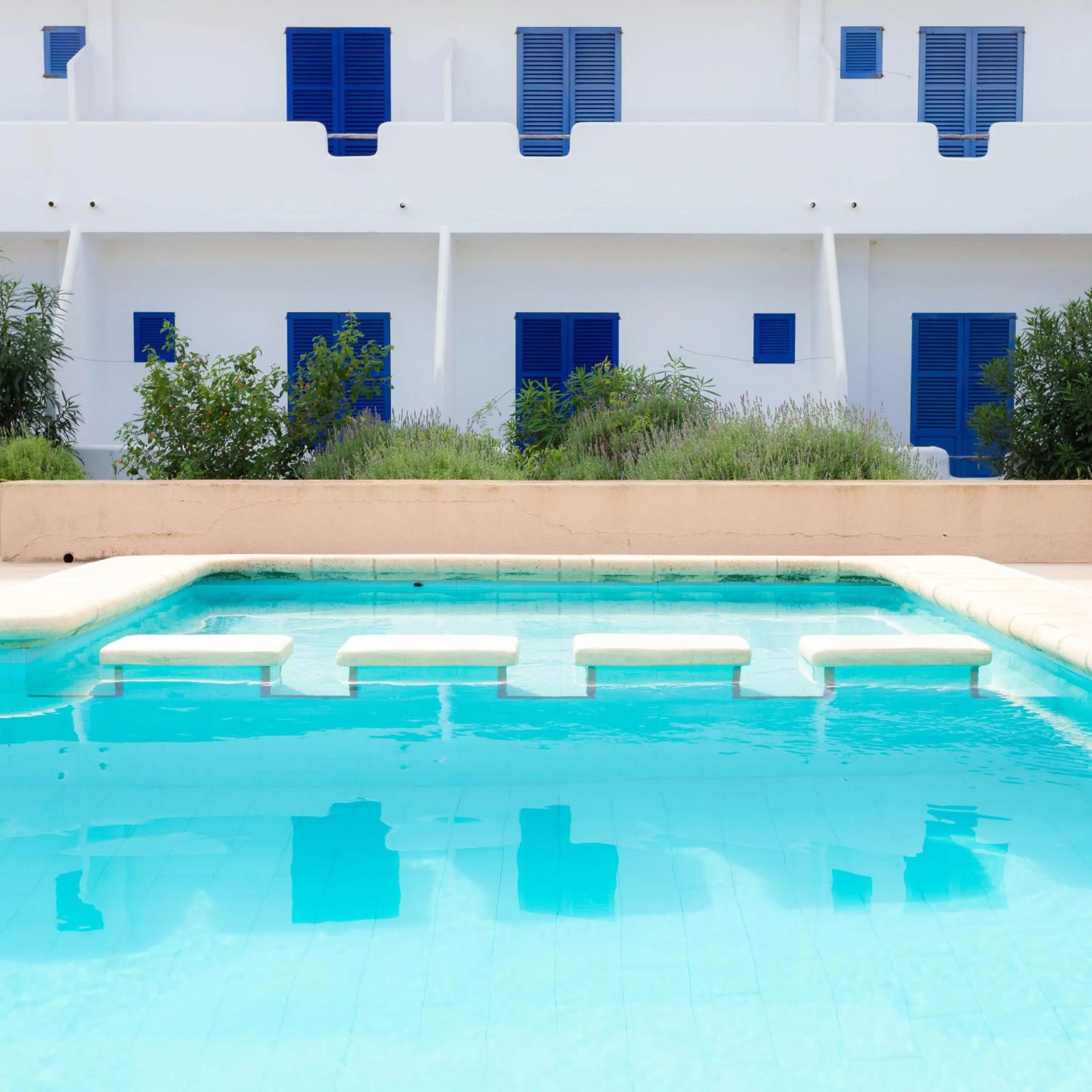 Pool view in Hostal Mayans