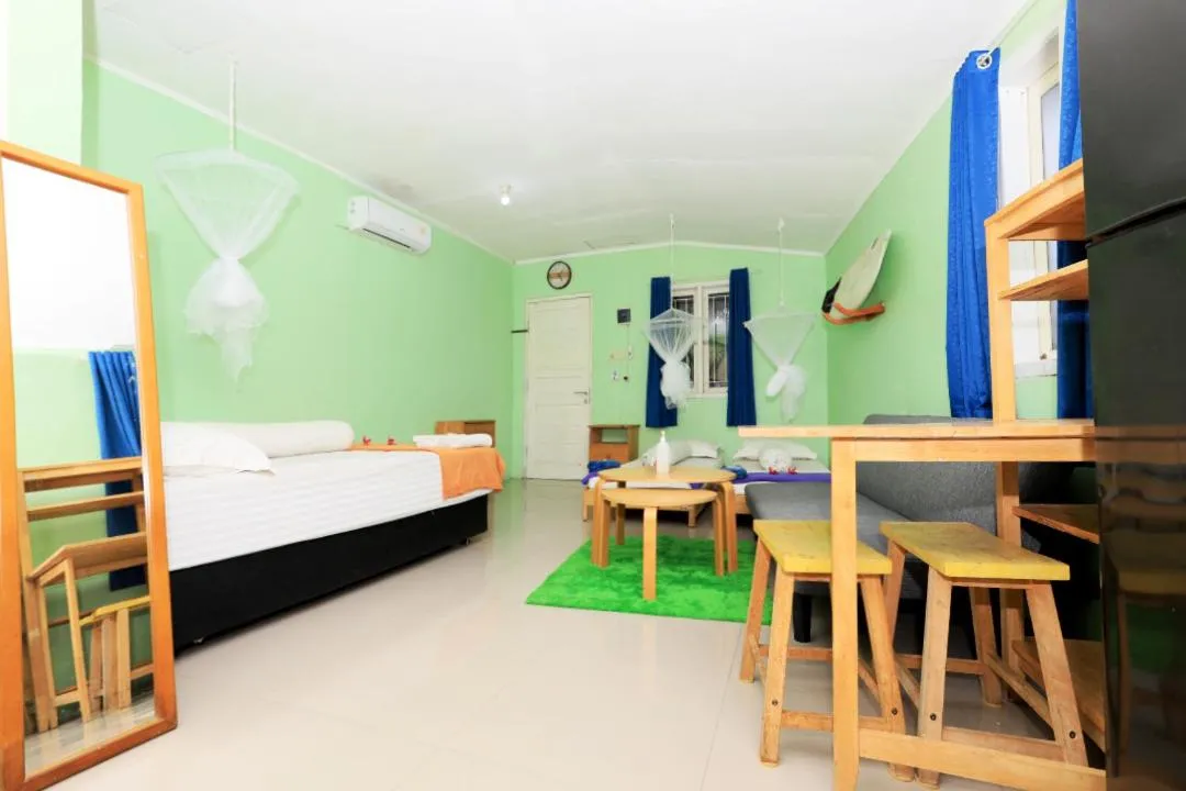 Bed in Arya's Surf Camp Cimaja