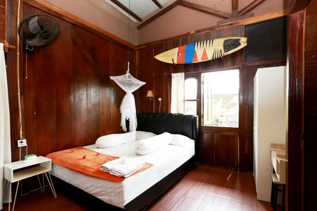 Bed in Arya's Surf Camp Cimaja