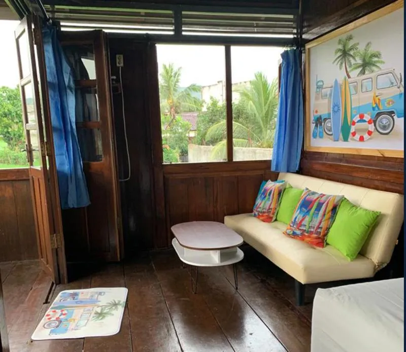 Seating area in Arya's Surf Camp Cimaja