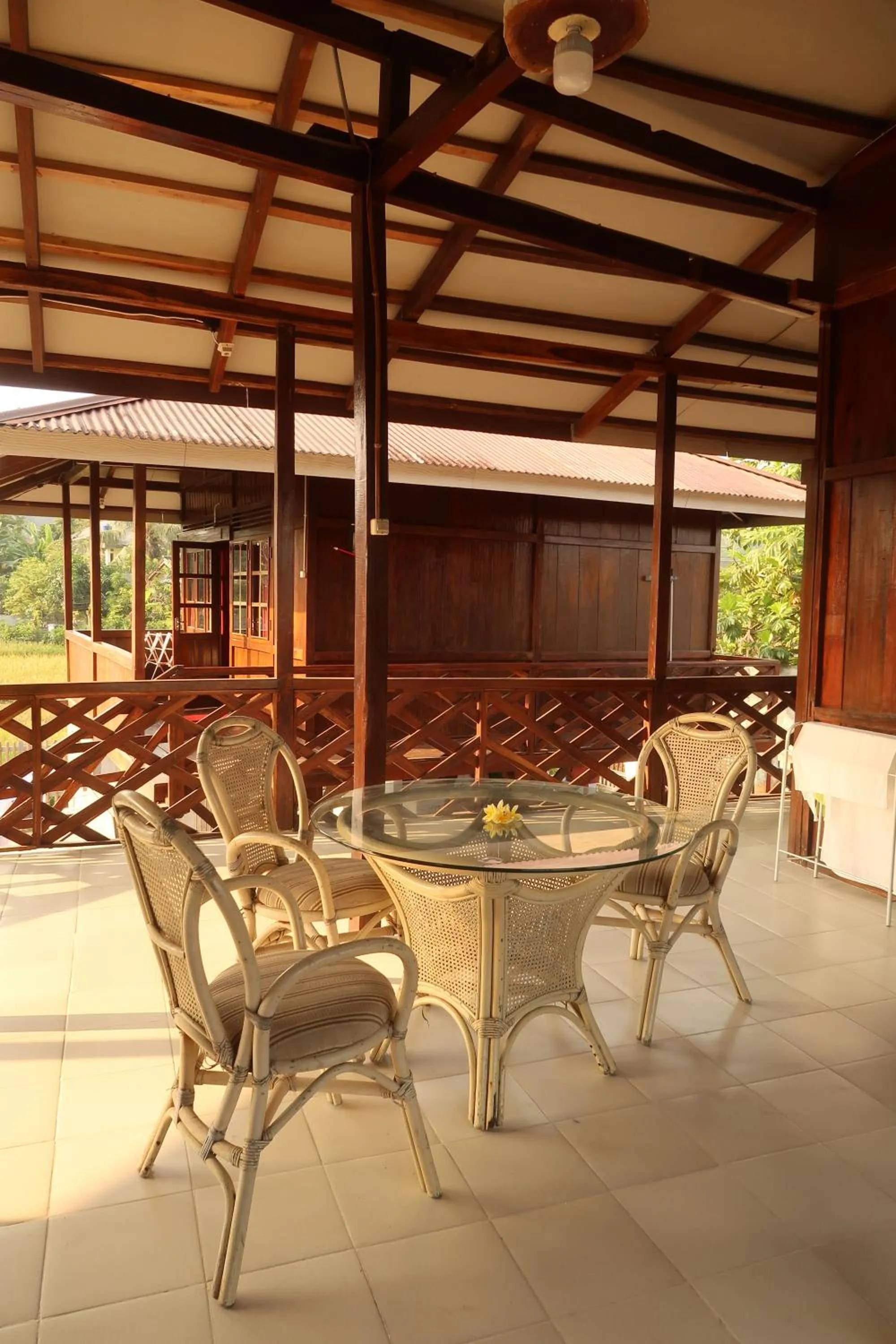 Seating area in Arya's Surf Camp Cimaja
