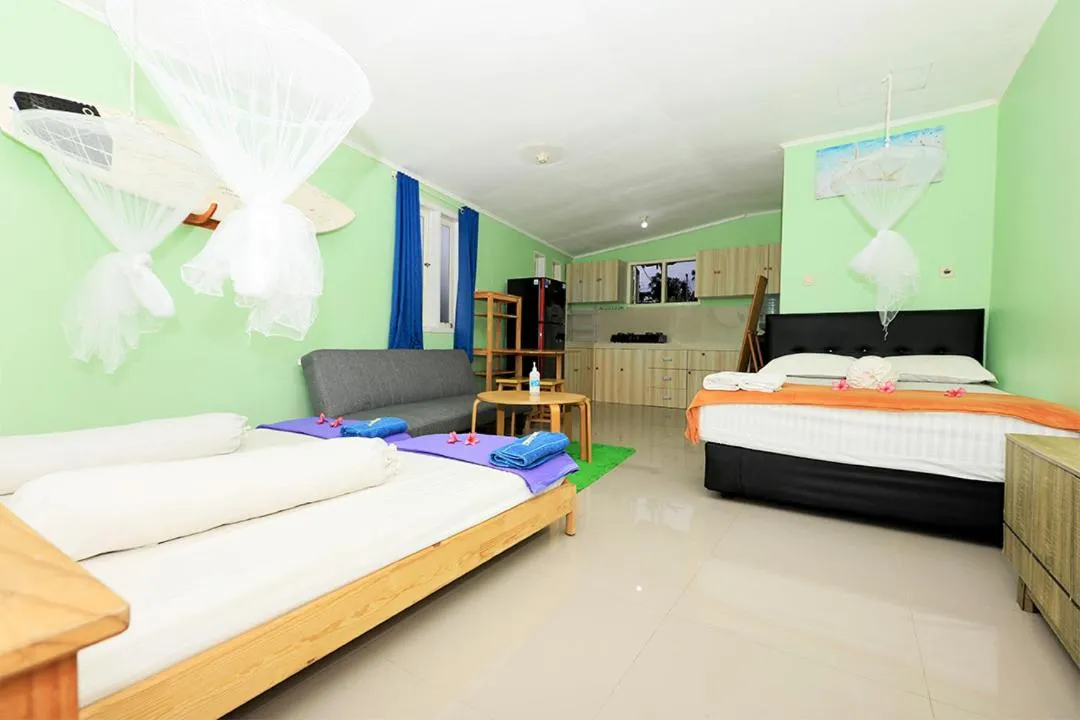 Bed in Arya's Surf Camp Cimaja