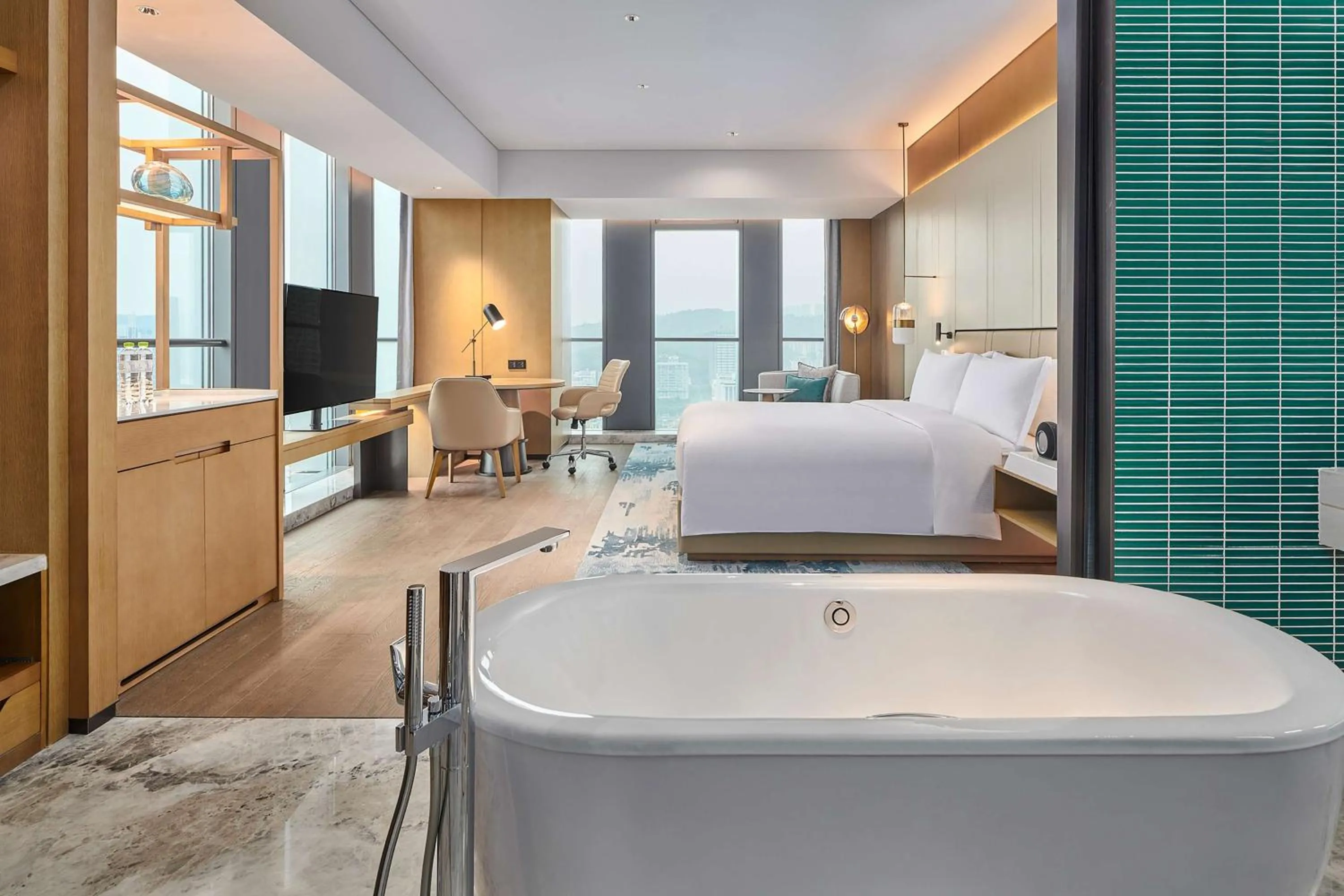 Bathroom, Bed in Hilton Chongqing Liangjiang New Area
