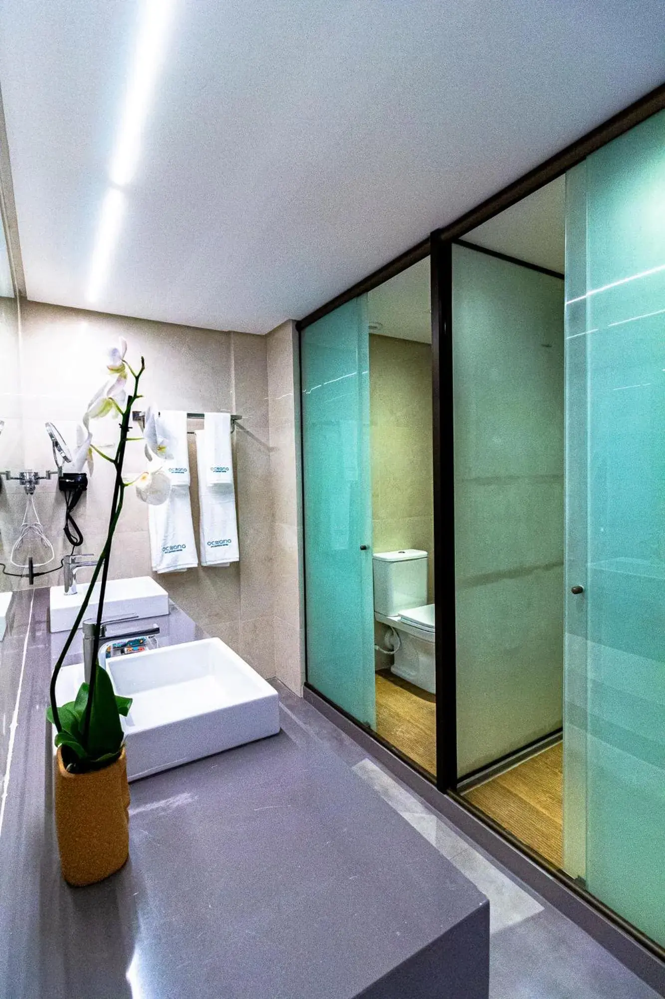 Bathroom, Bed in Oceana Atlântico Hotel & SPA Bathroom, Bed in Oceana Atlântico Hotel & SPA