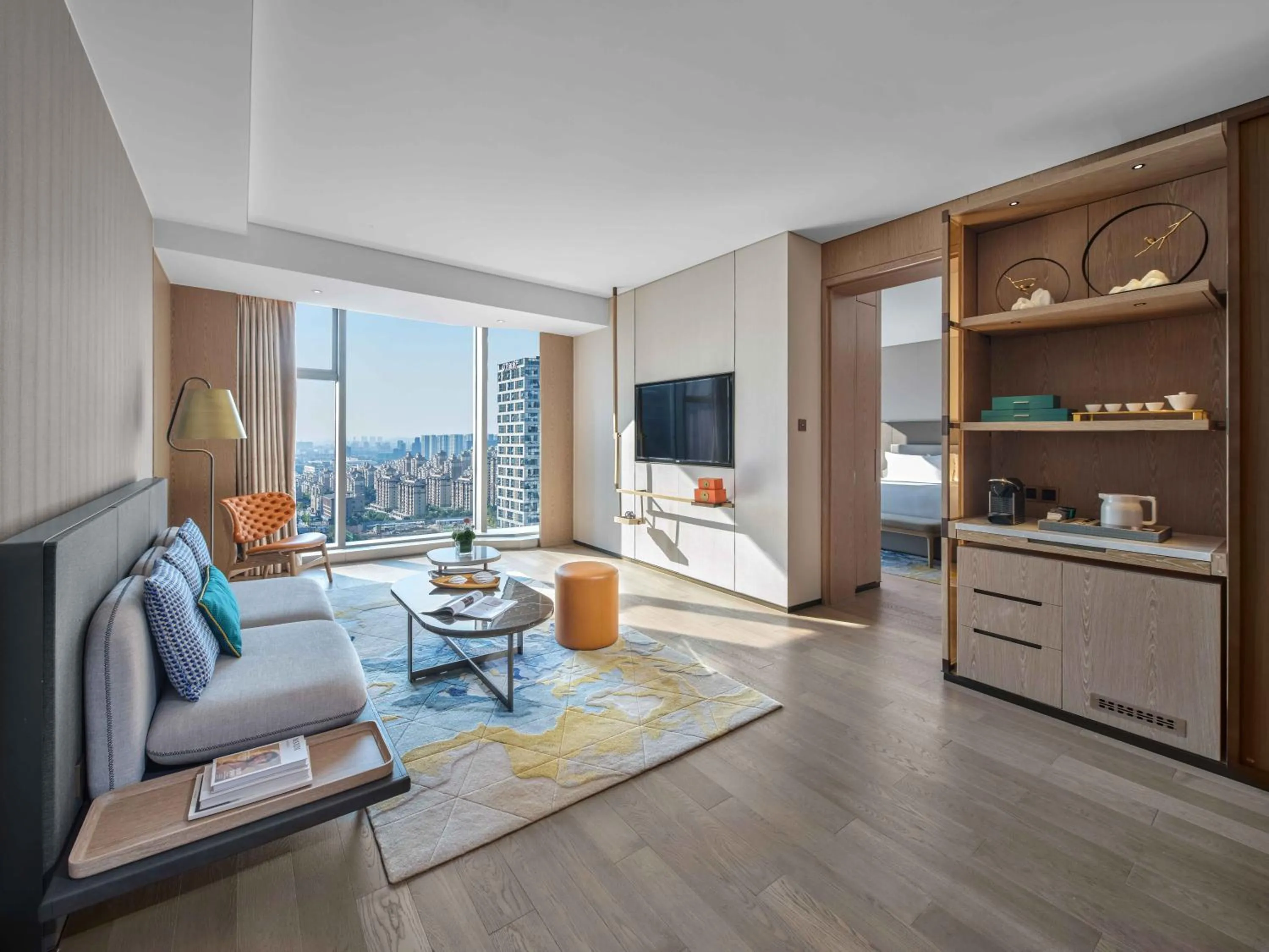 Living room in Vignette Collection Hangzhou Huaxia Center Hotel by IHG