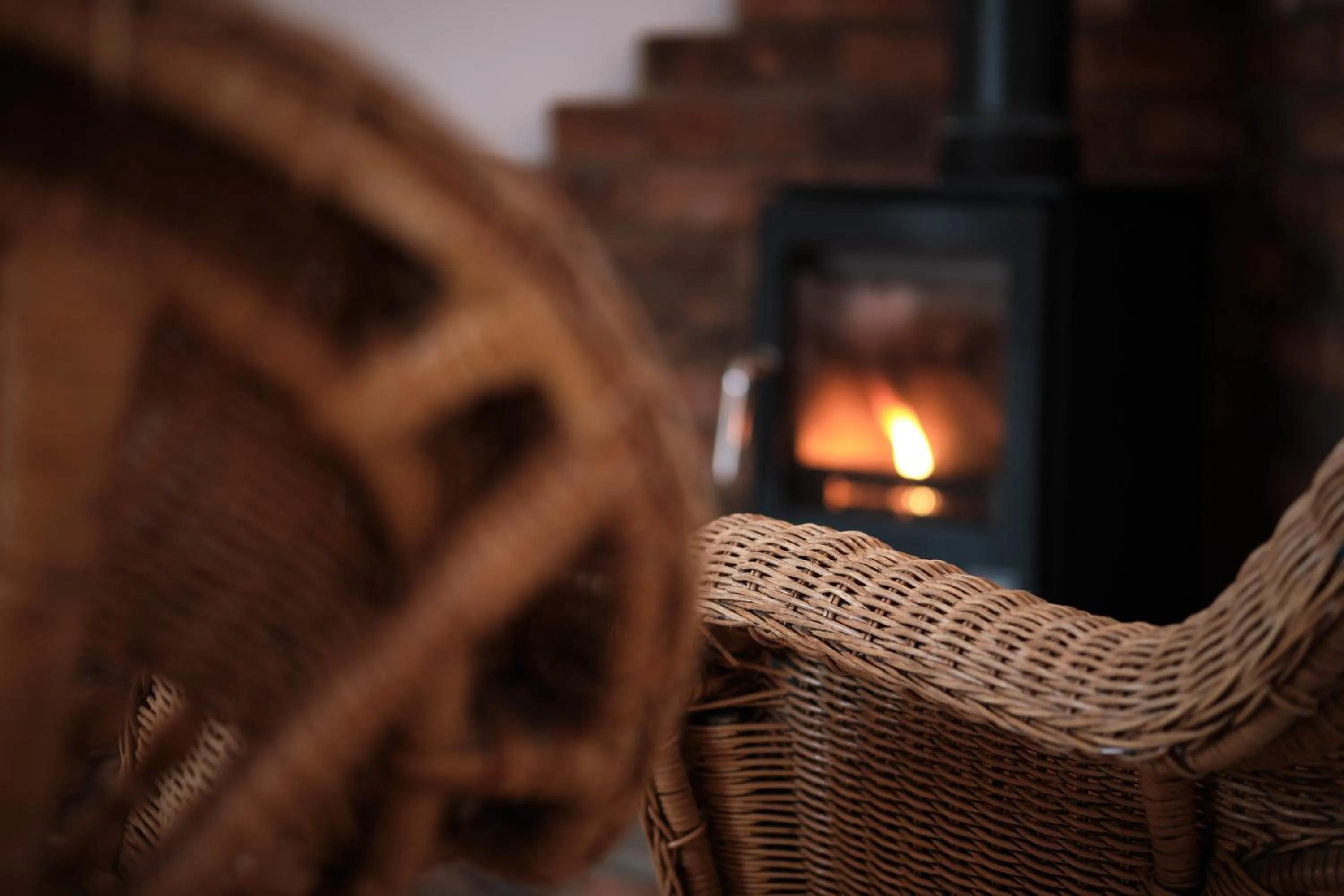 fireplace in Bridge House Barn