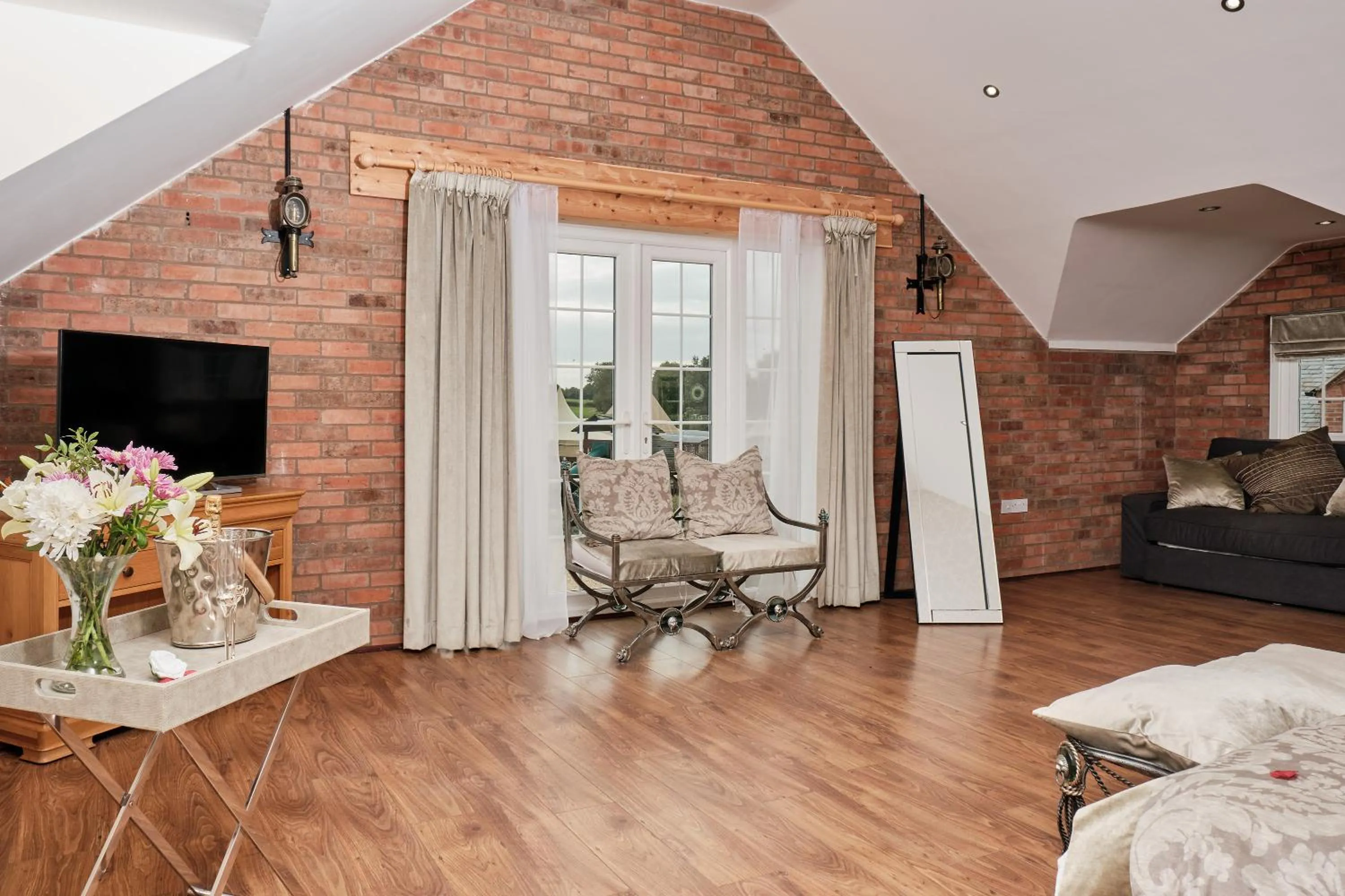 Seating area in Bridge House Barn