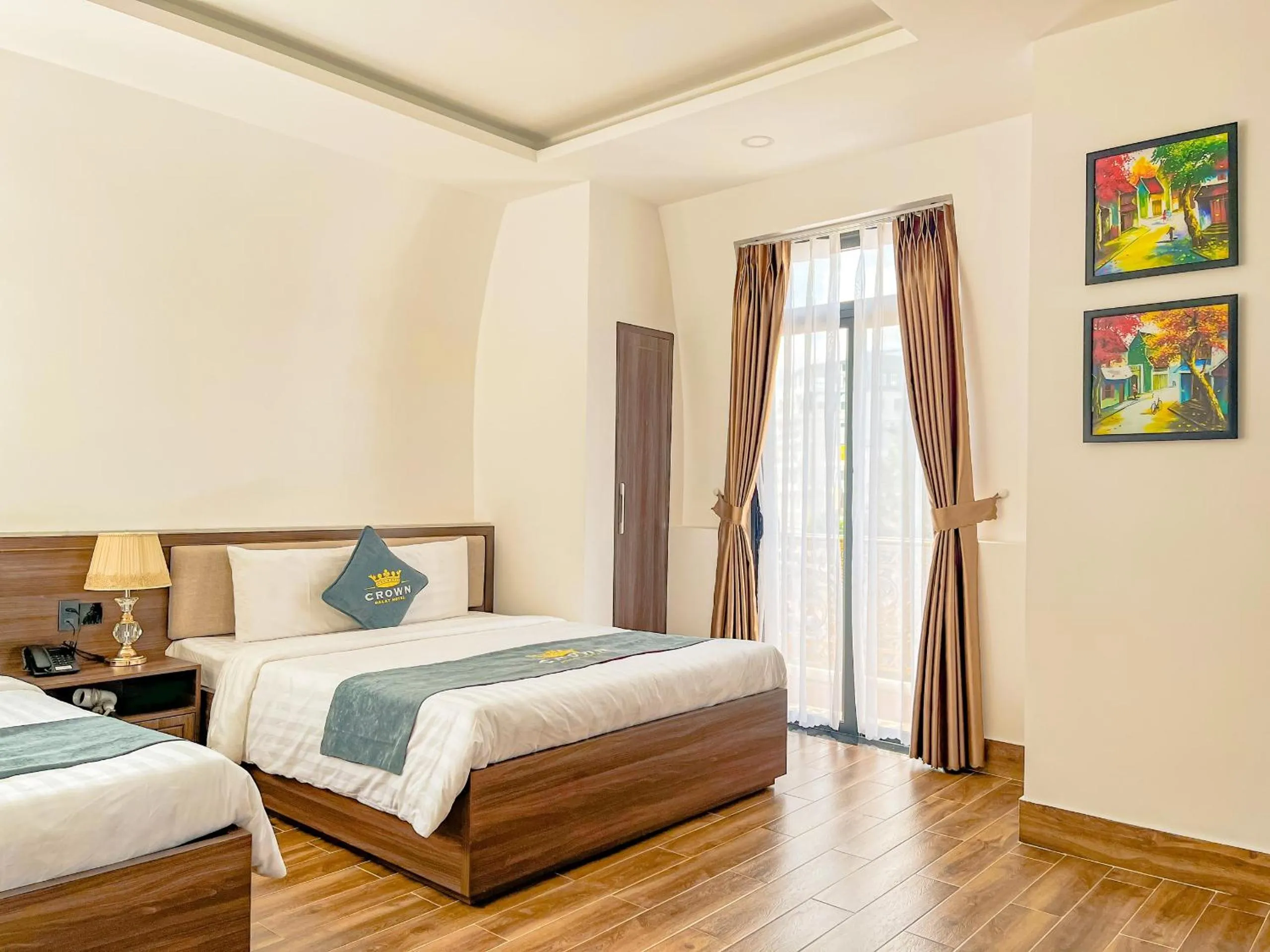 Bed in Crown Dalat Hotel