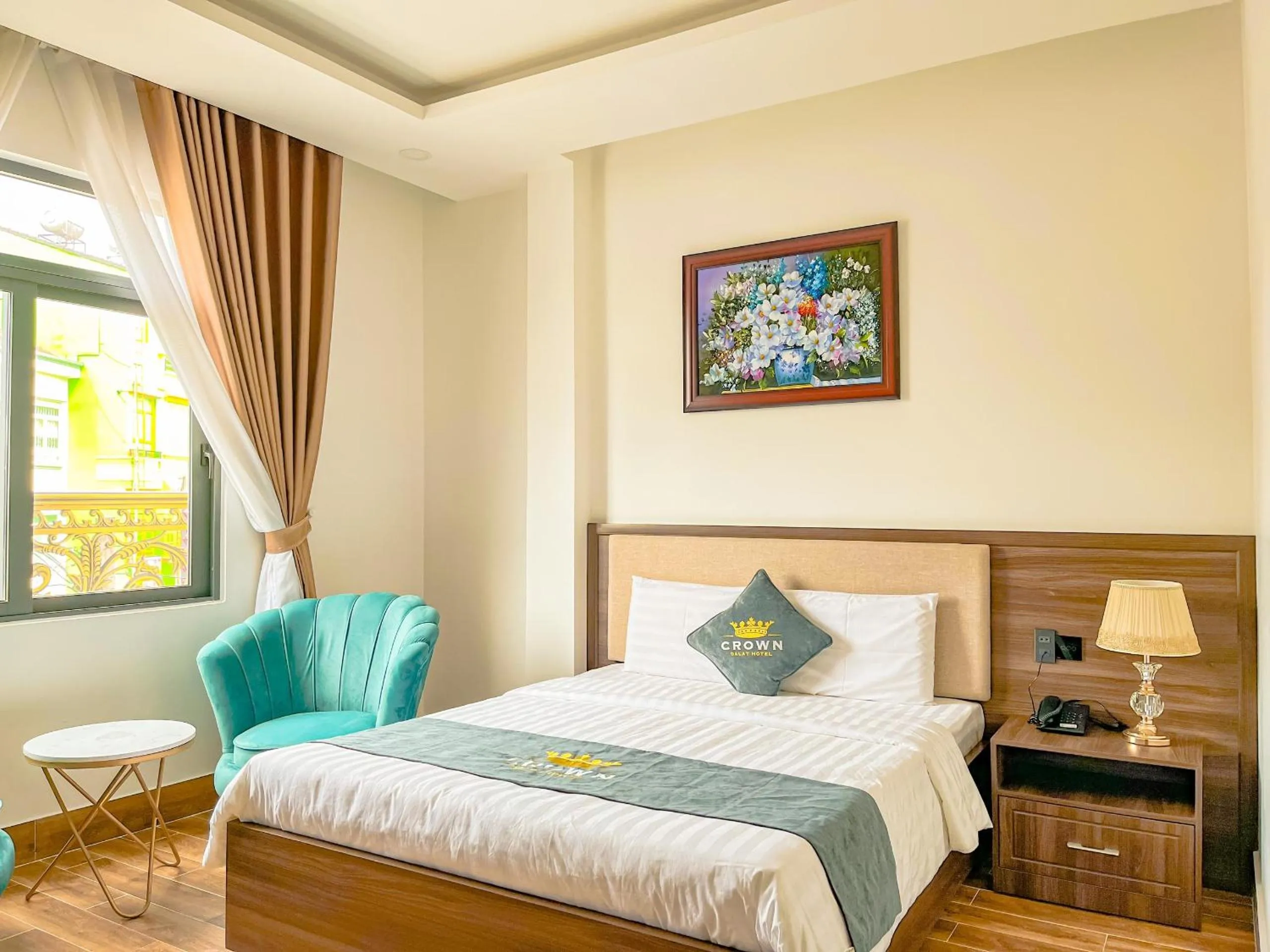 Bed in Crown Dalat Hotel