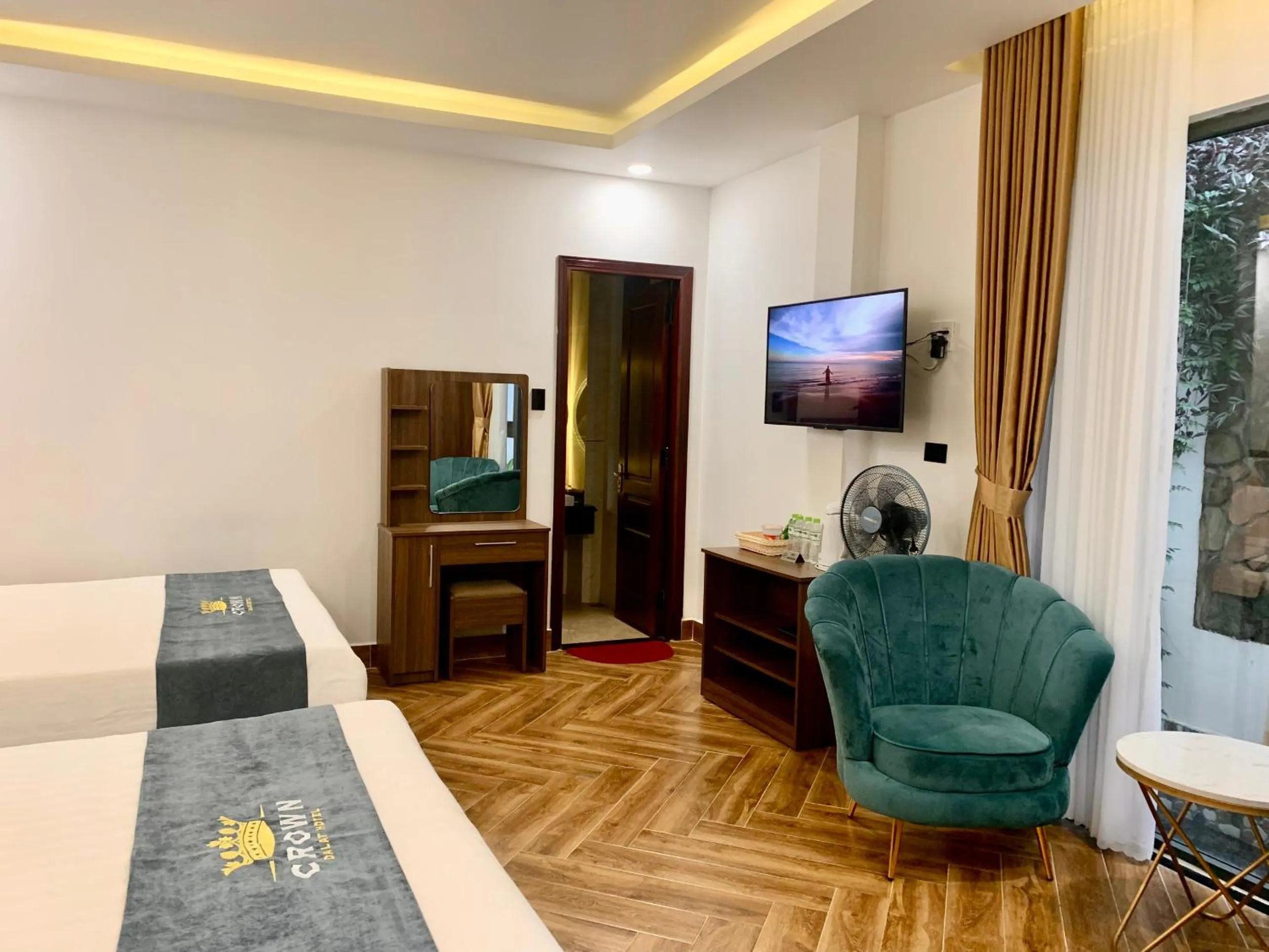 Bed in Crown Dalat Hotel