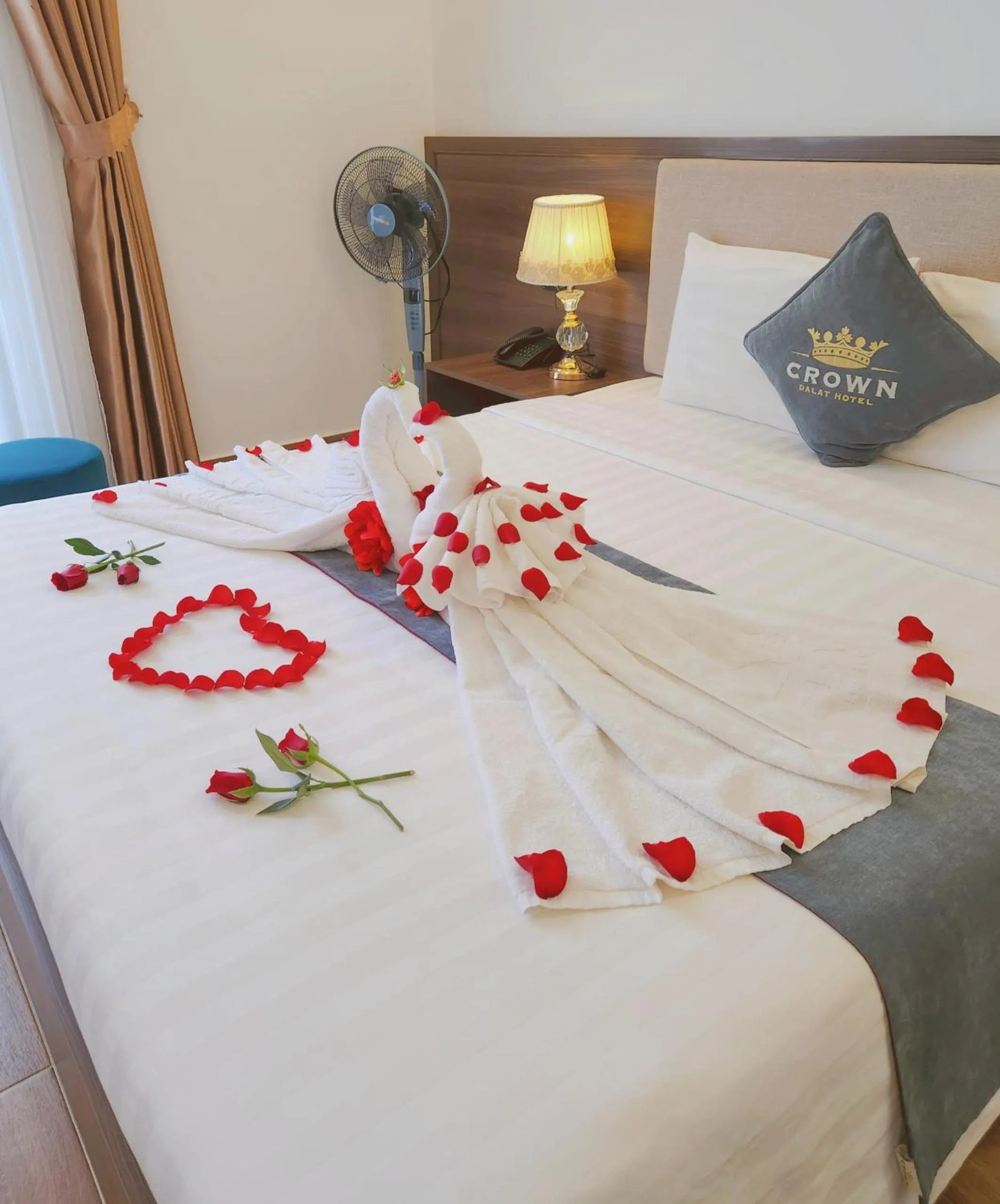 Bed in Crown Dalat Hotel