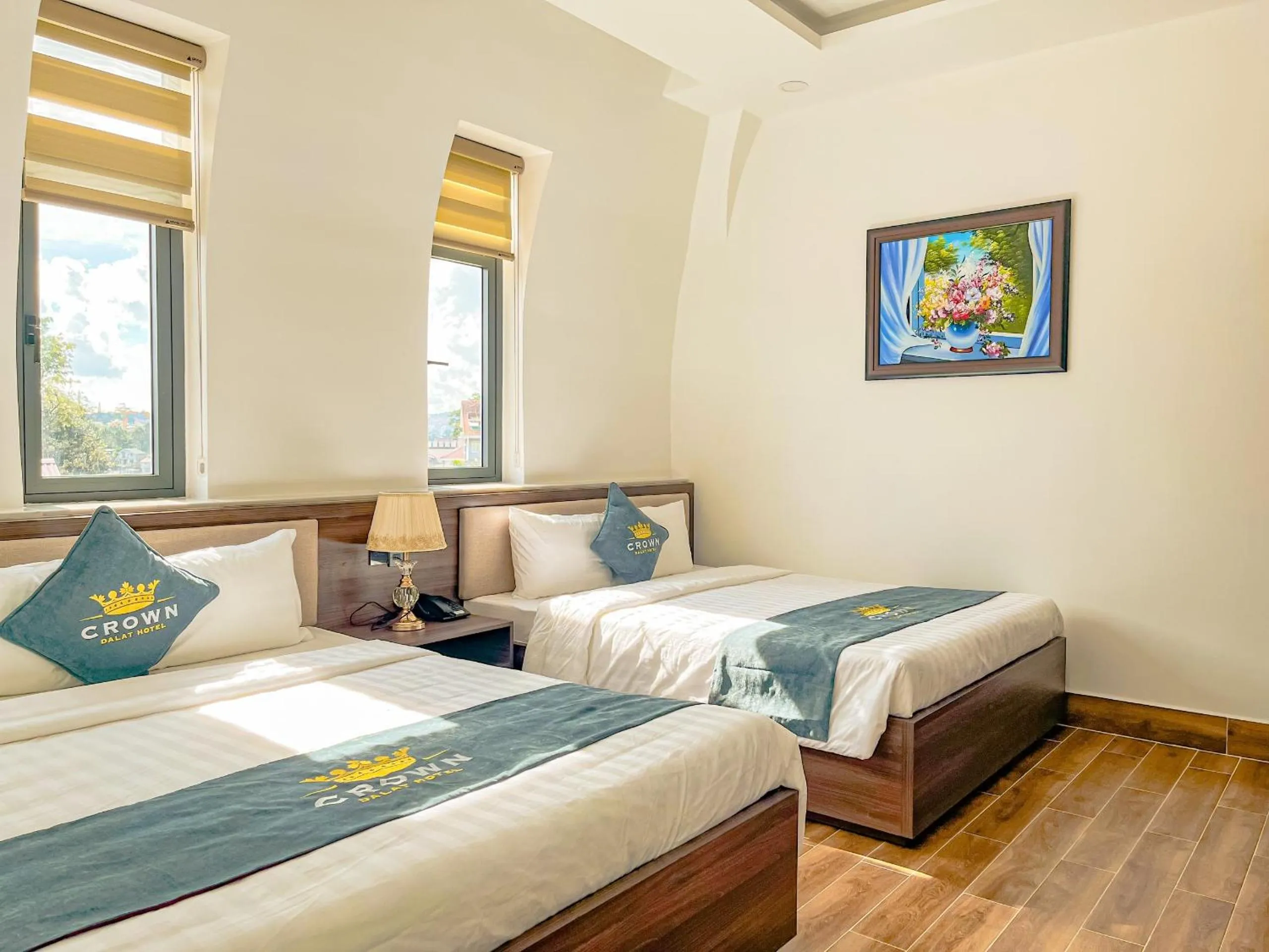 Bed in Crown Dalat Hotel