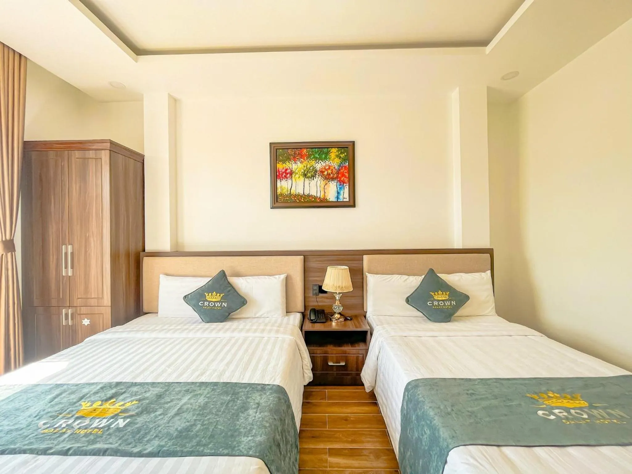 Bed in Crown Dalat Hotel