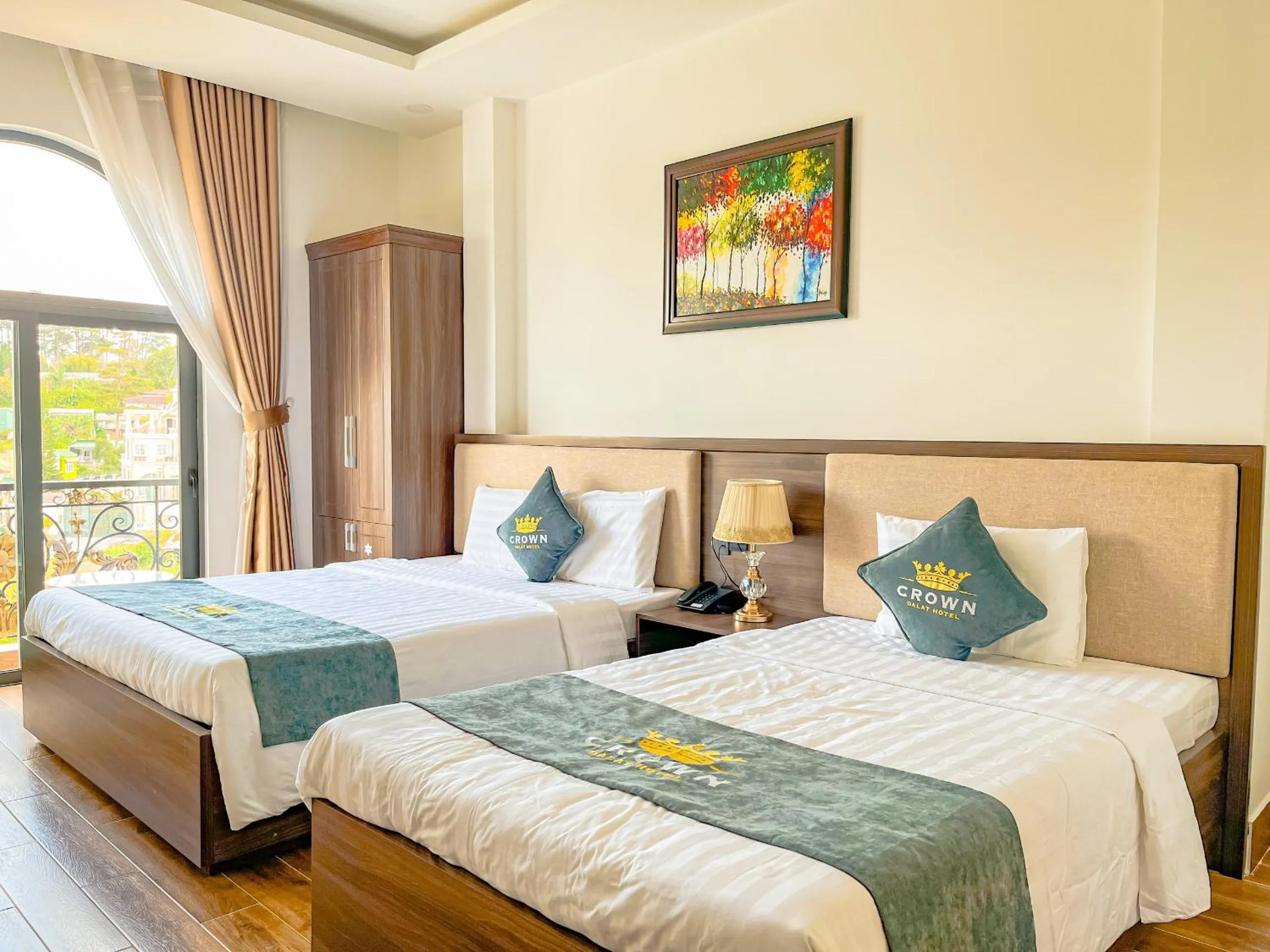 Bed in Crown Dalat Hotel