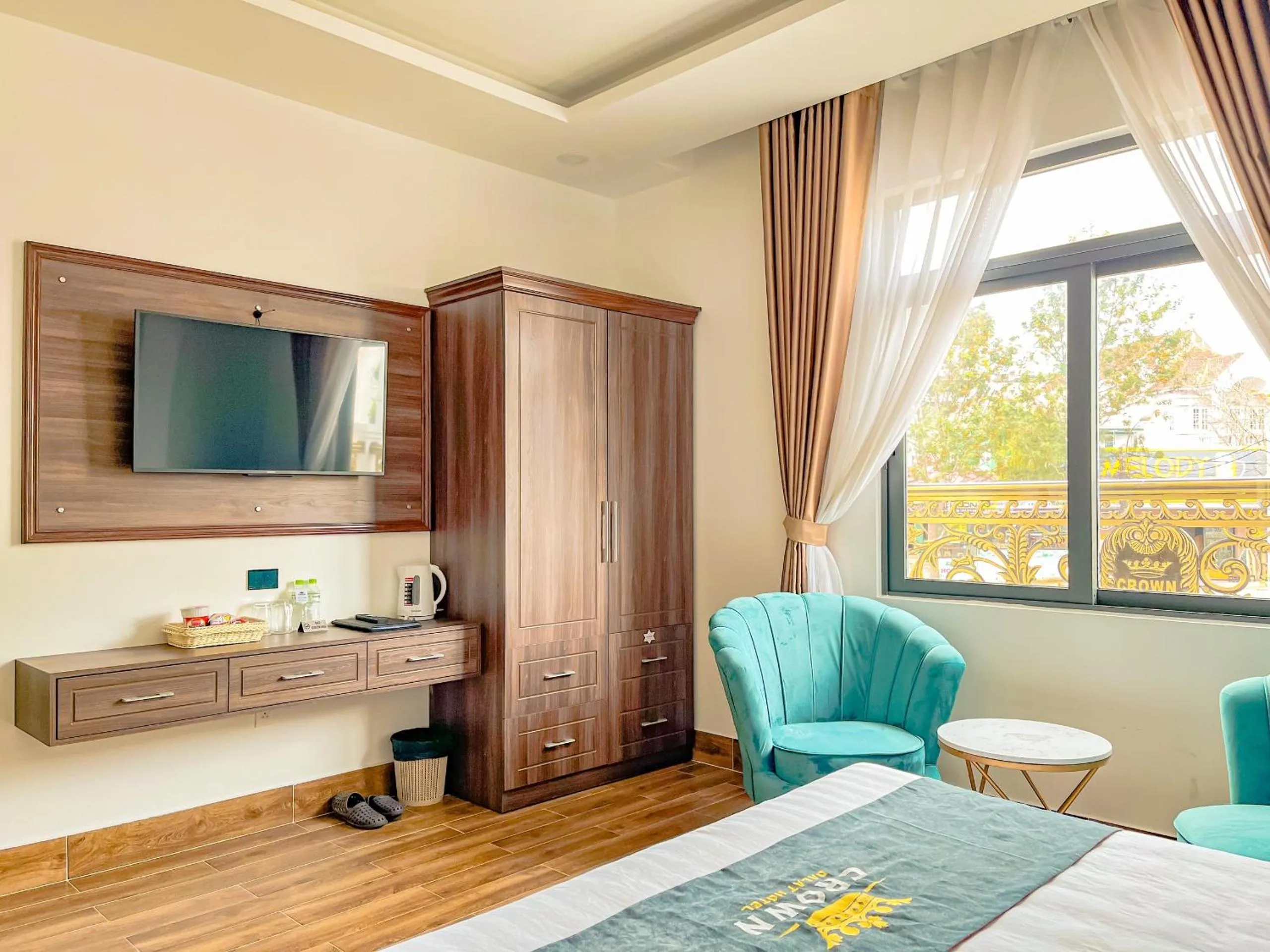 Bed in Crown Dalat Hotel