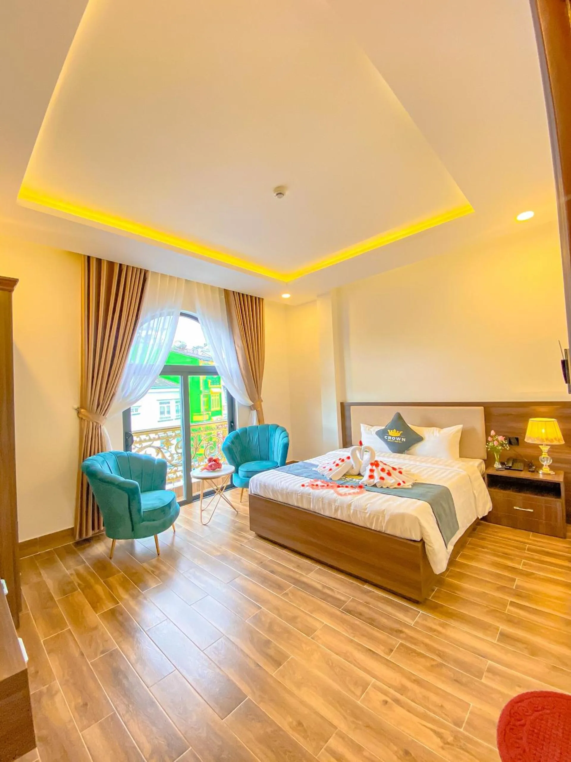 Bed in Crown Dalat Hotel