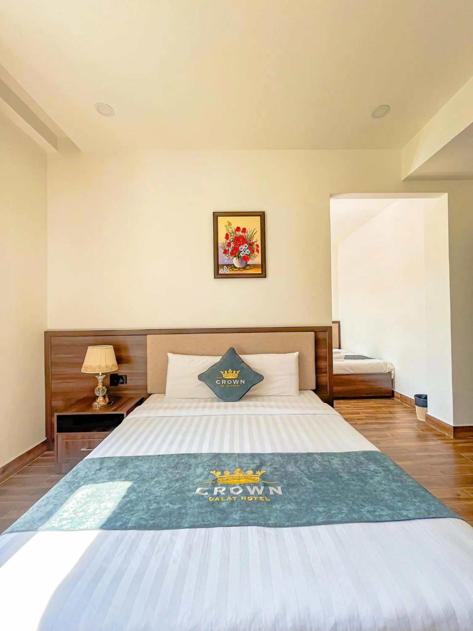 Bed in Crown Dalat Hotel